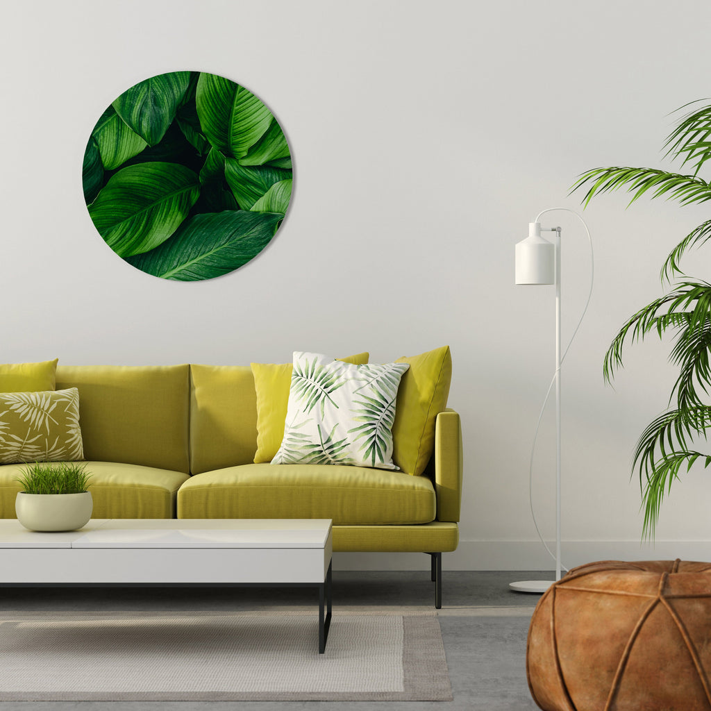 VIBRANT LEAFY EMBRACE Round Wall Art
