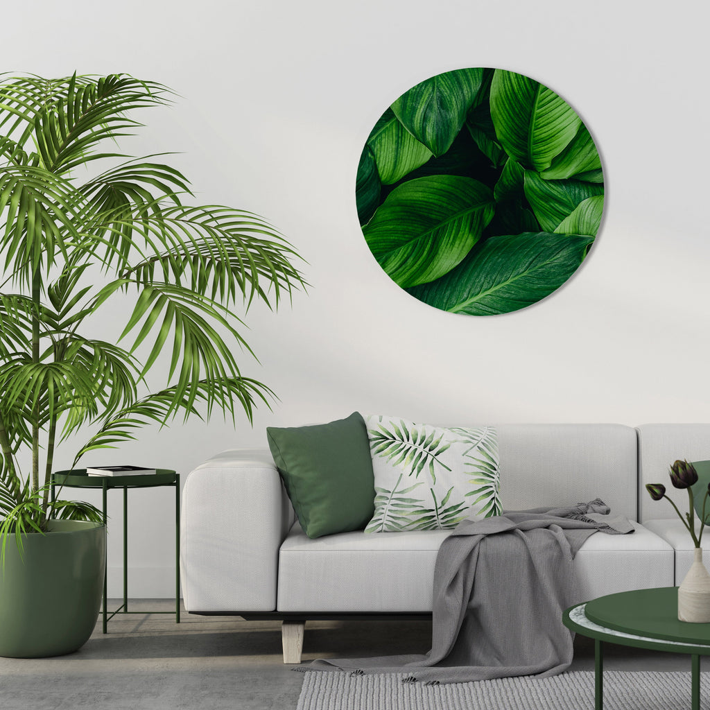VIBRANT LEAFY EMBRACE Round Wall Art