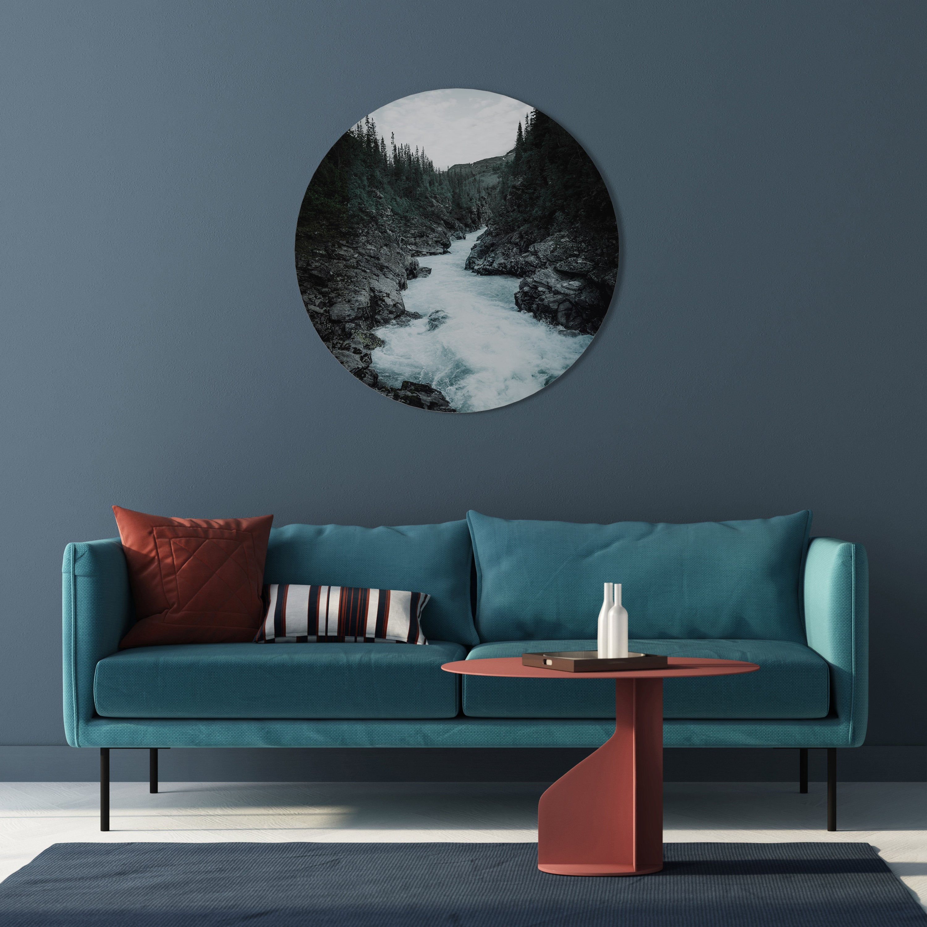 RUSHING REFLECTIONS Quadro Redondo Decorativo