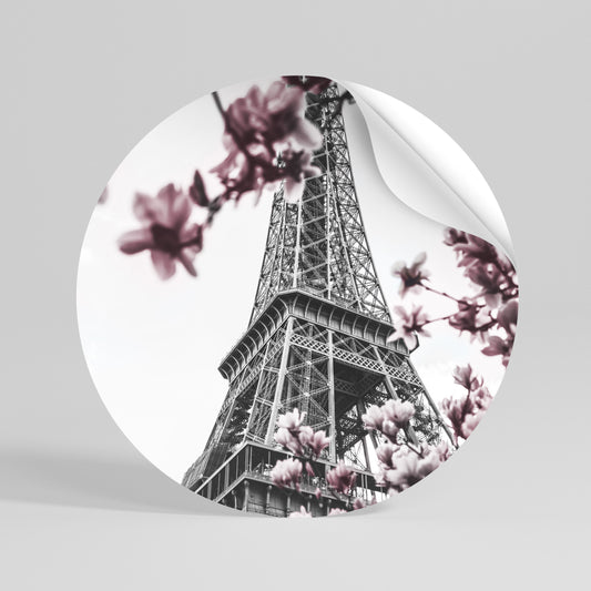 EIFFEL IN BLOOM Autocolante Redondo Removível
