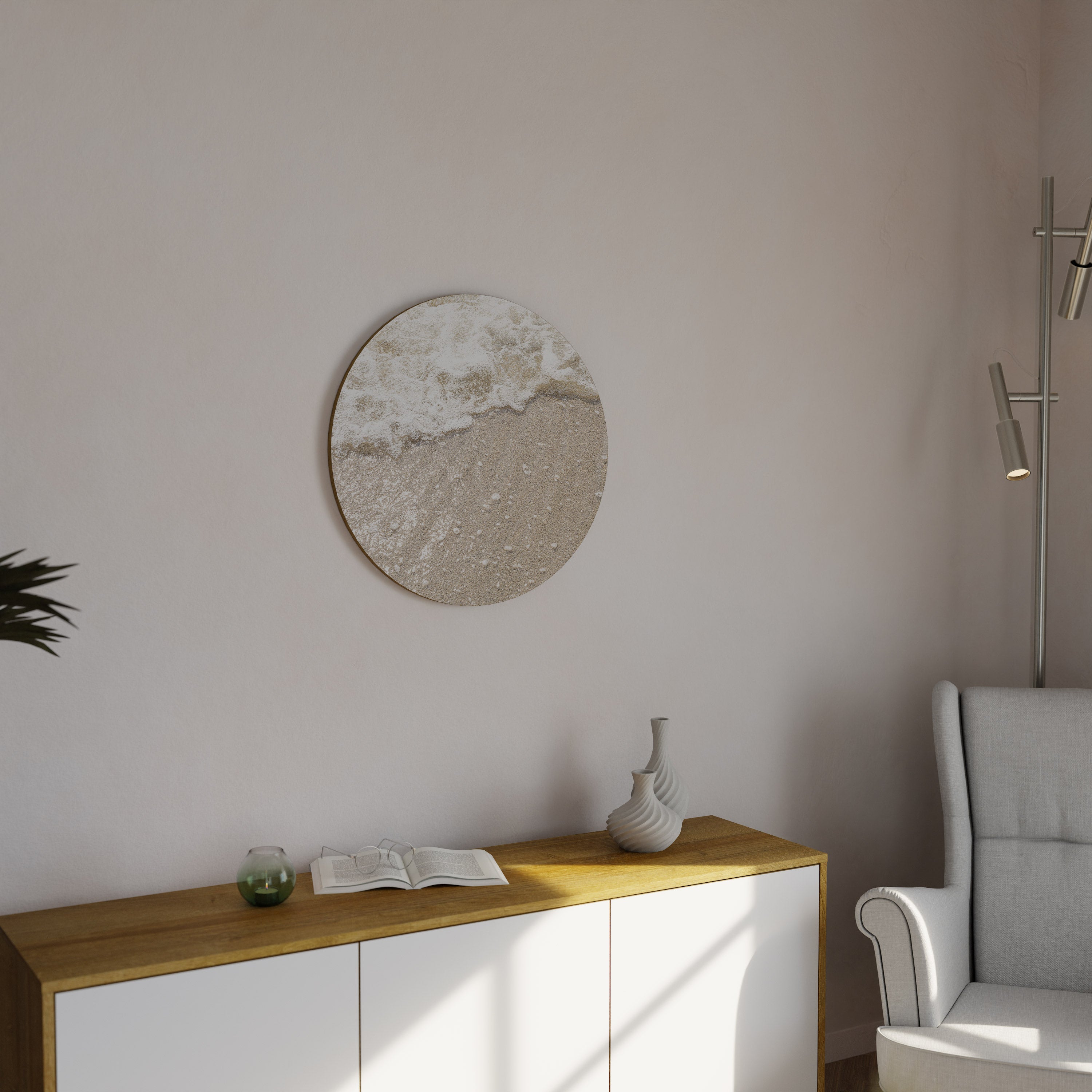 SHIMMERING SHORELINE Quadro Redondo Decorativo