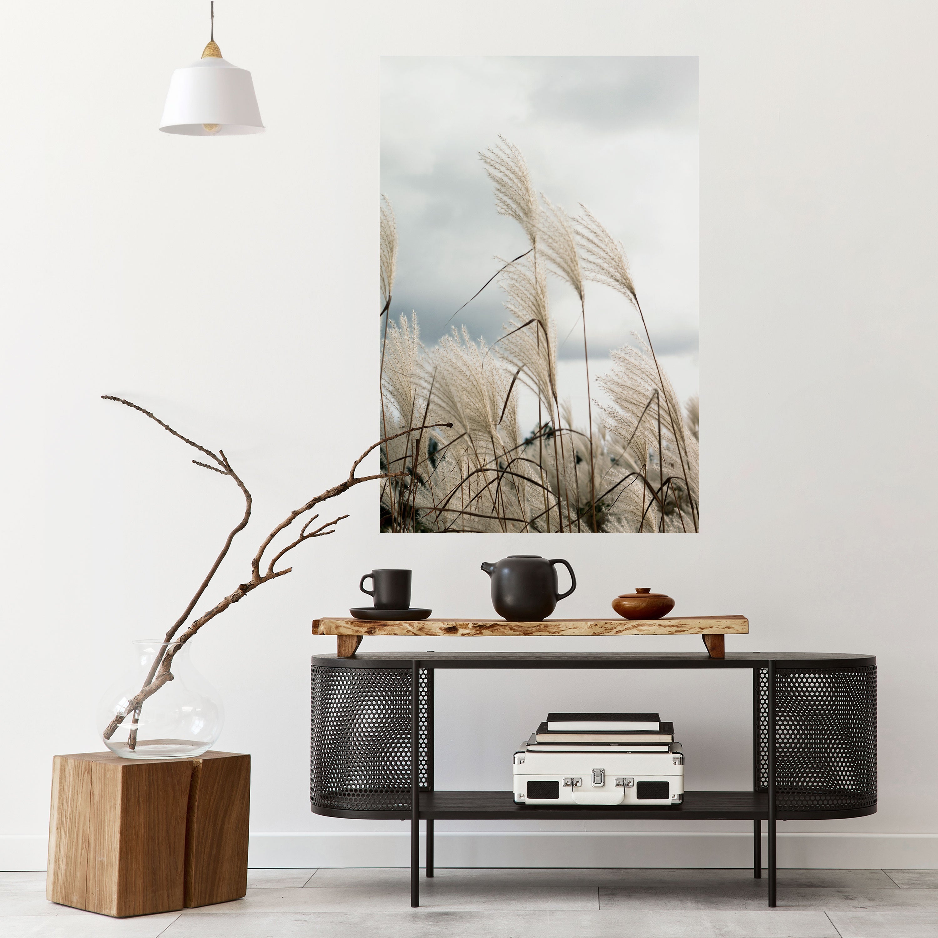 CLOUDS ABOVE GRASS Poster Vertical Autocolante