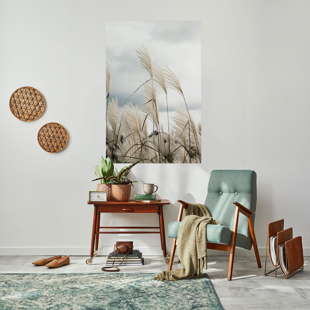 CLOUDS ABOVE GRASS Poster Vertical Autocolante