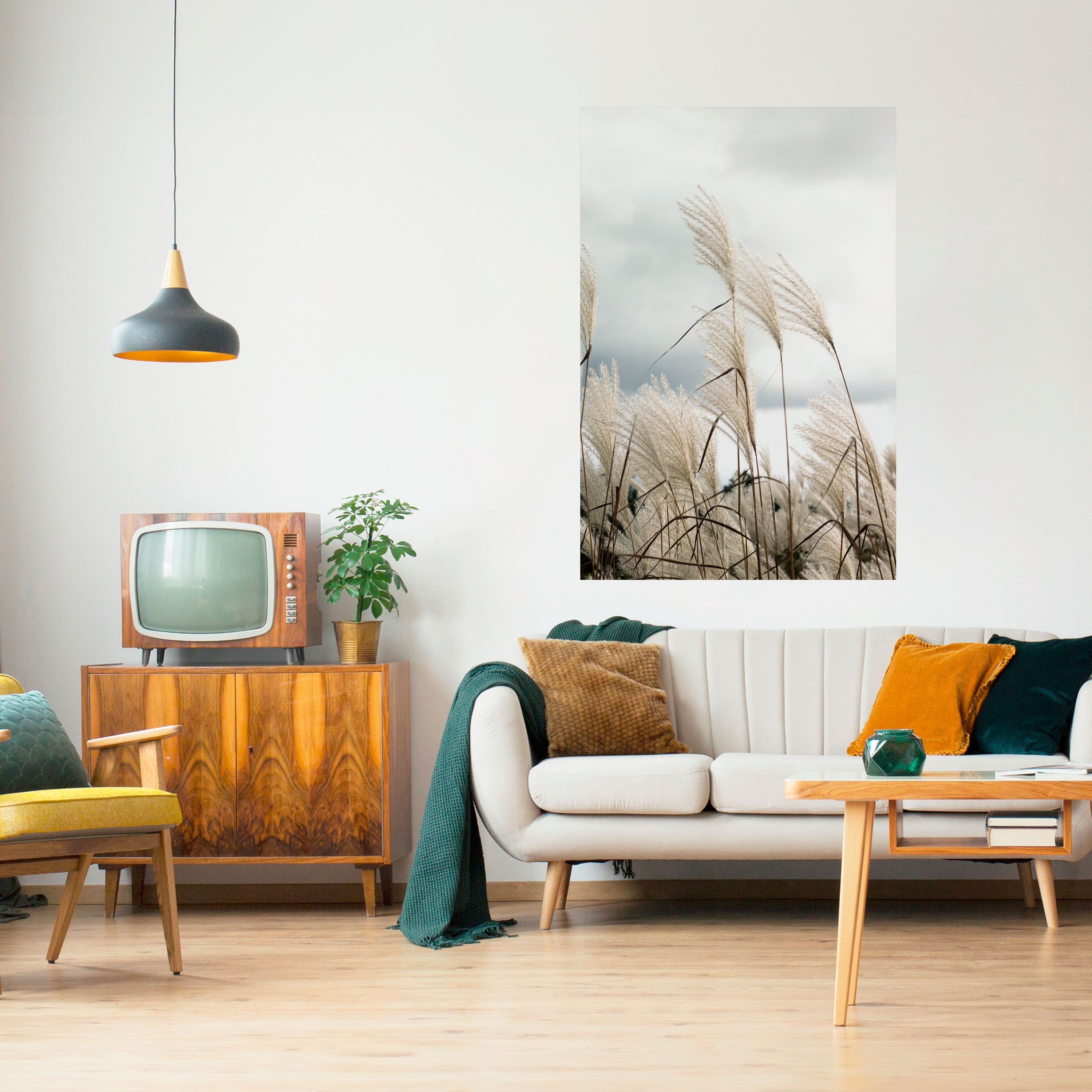 CLOUDS ABOVE GRASS Poster Vertical Autocolante