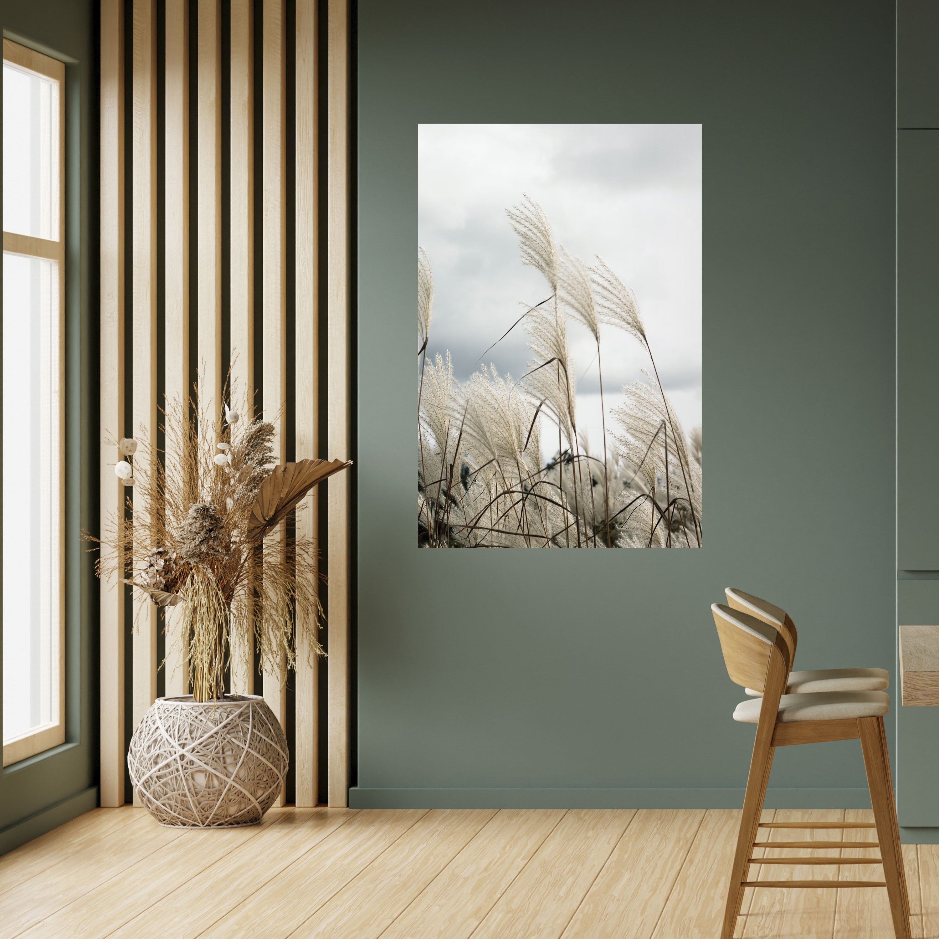 CLOUDS ABOVE GRASS Poster Vertical Autocolante