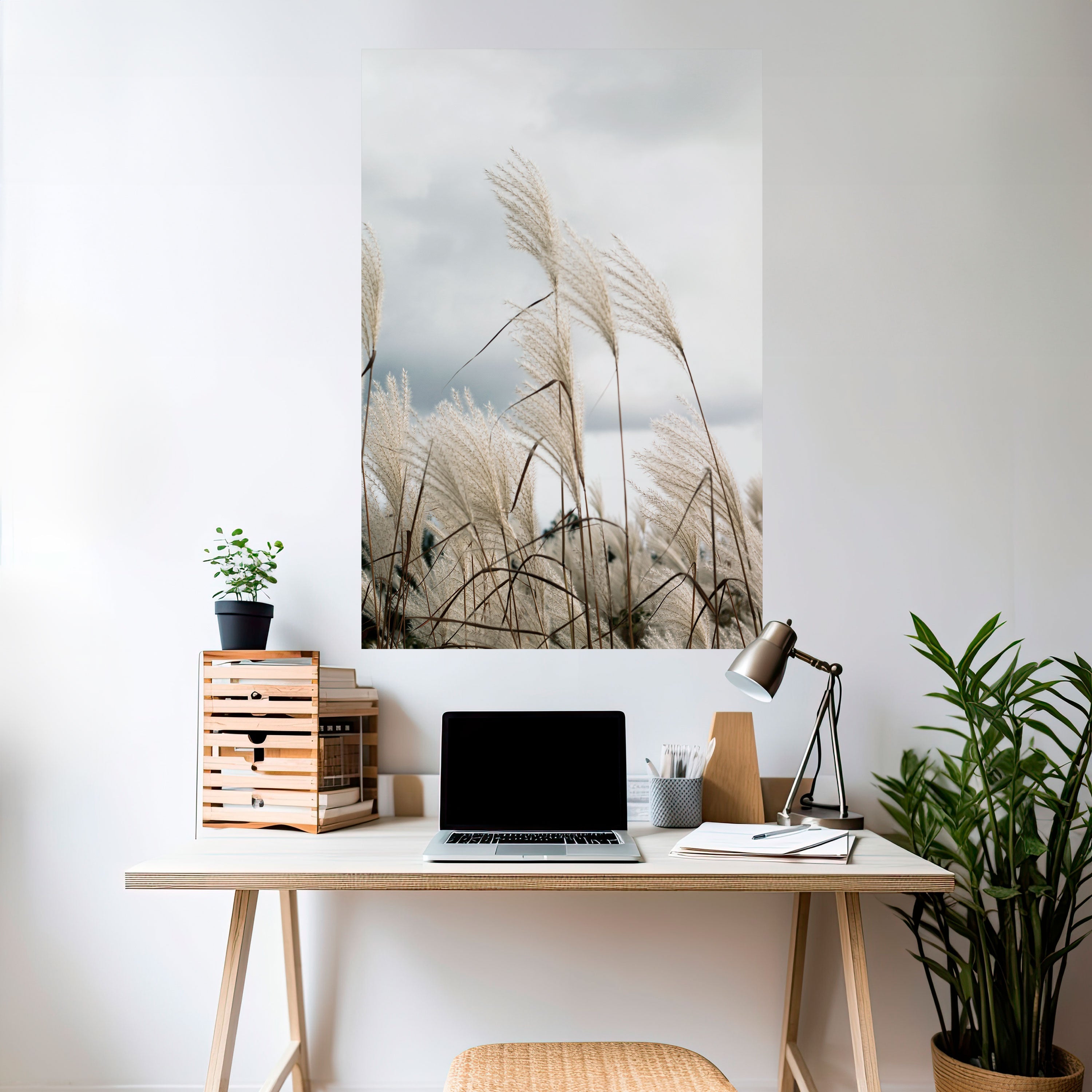 CLOUDS ABOVE GRASS Poster Vertical Autocolante