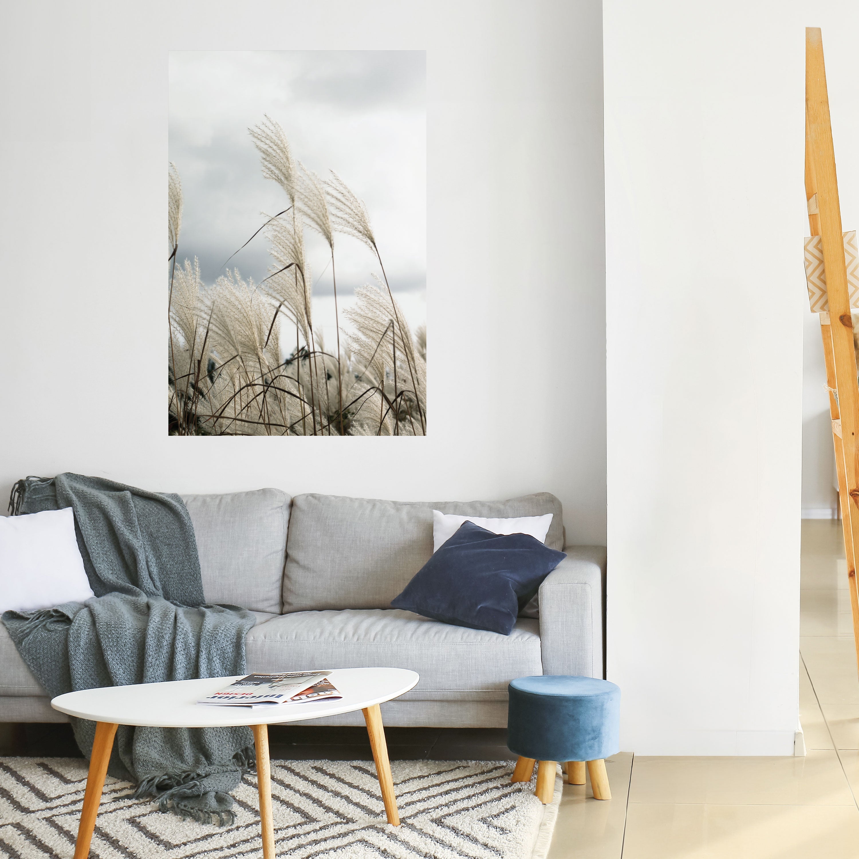 CLOUDS ABOVE GRASS Poster Vertical Autocolante