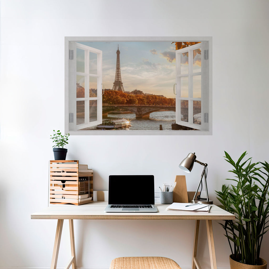 EIFFEL WINDOW WHISPERS Peel and Stick Horizontal Poster