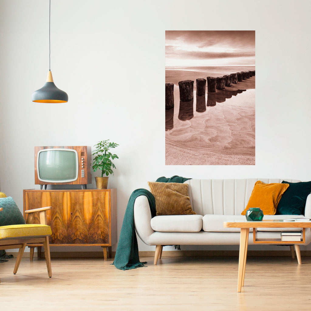 SERENE SHORELINE SEQUENCE Peel and Stick Vertical Poster