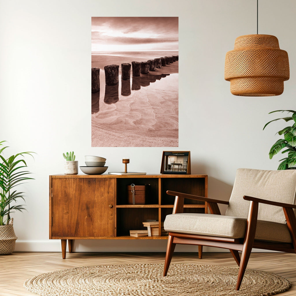 SERENE SHORELINE SEQUENCE Peel and Stick Vertical Poster