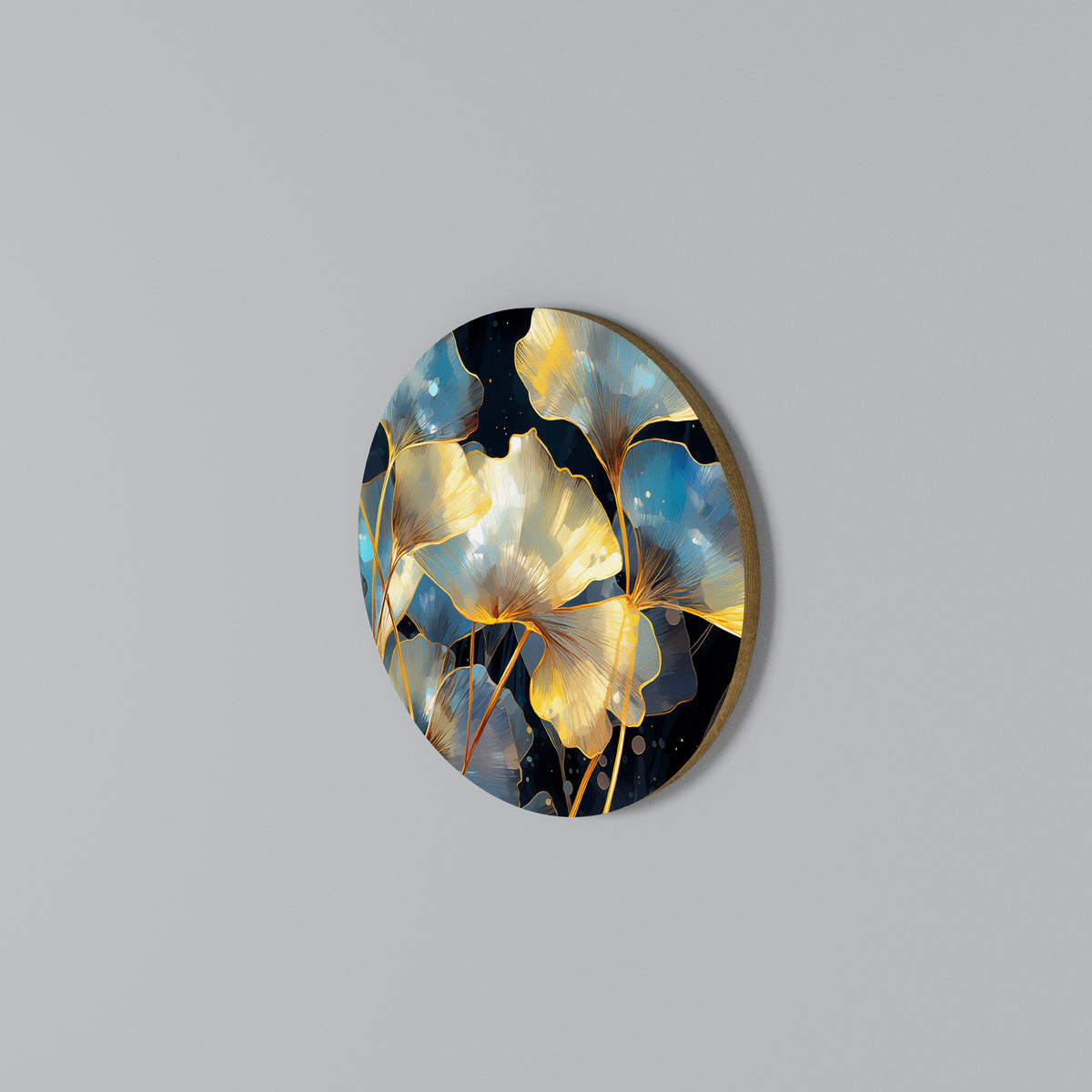 GLIMMERING GINKGO DREAMS Arte de Parede Redonda