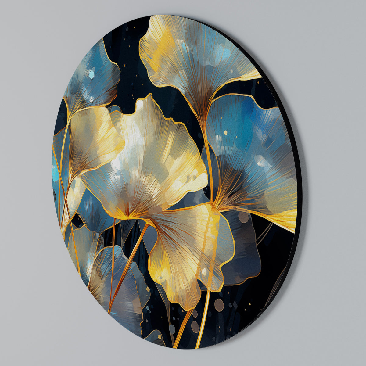 GLIMMERING GINKGO DREAMS Arte de Parede Redonda