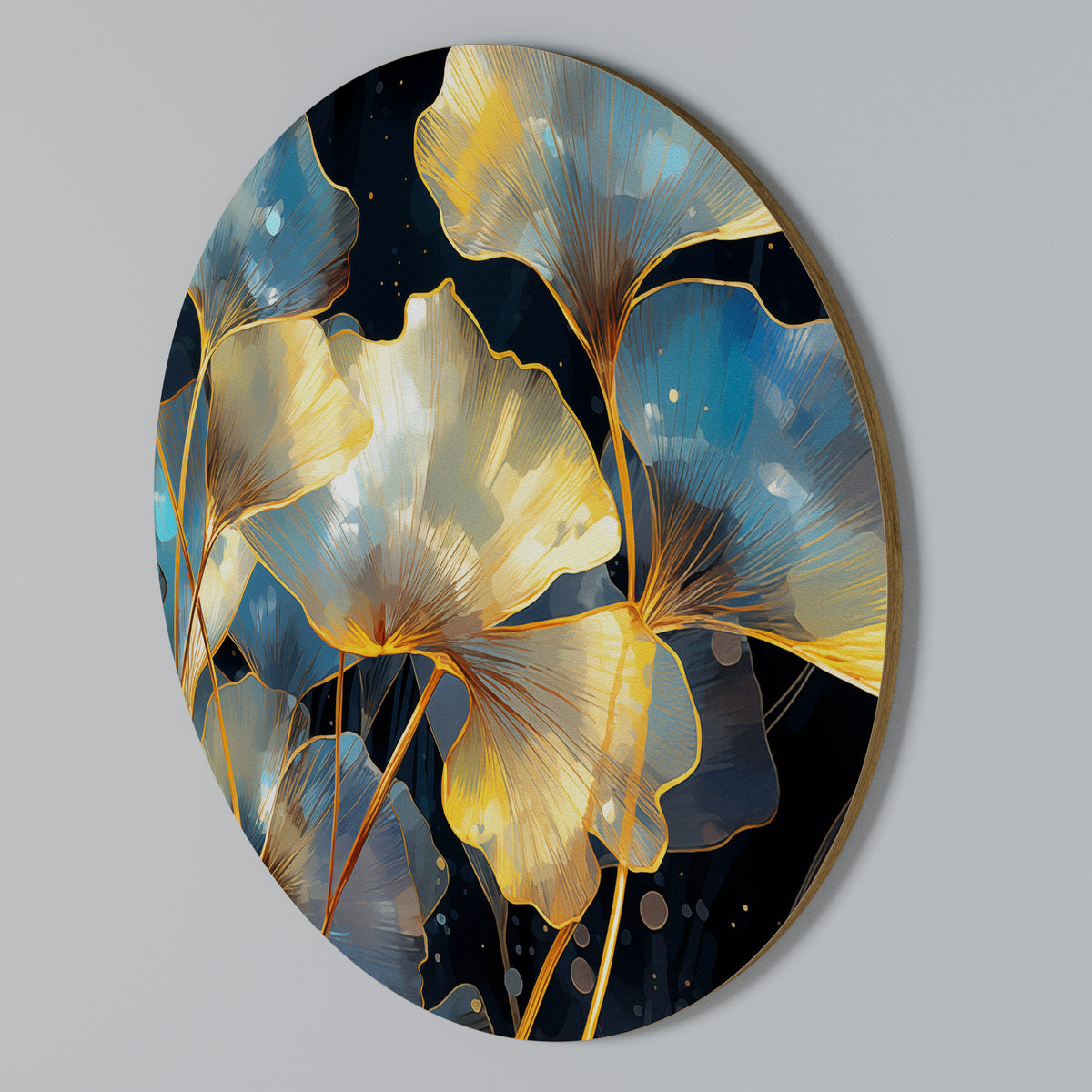 GLIMMERING GINKGO DREAMS Arte de Parede Redonda