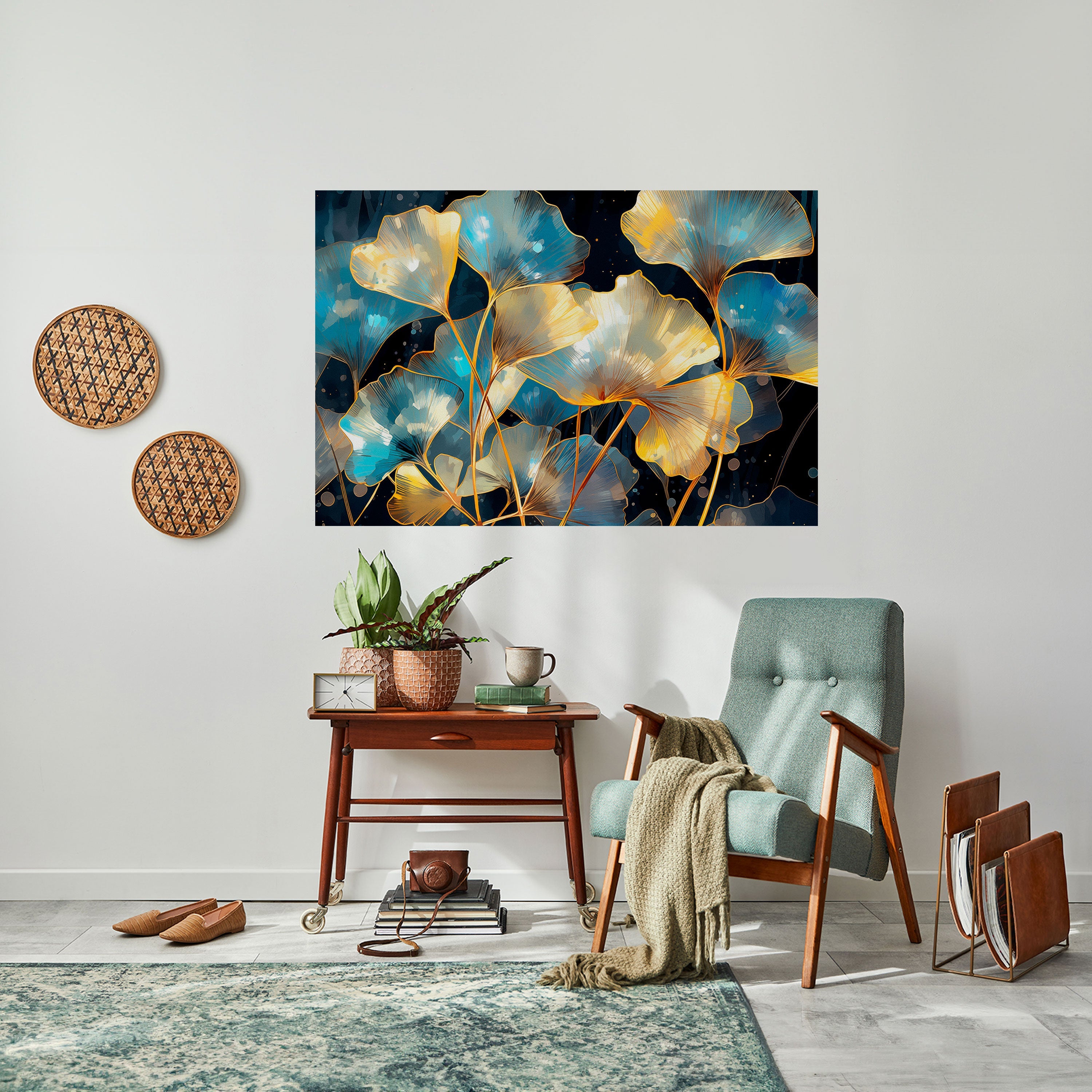 GLIMMERING GINKGO DREAMS Peel and Stick Horizontal Poster