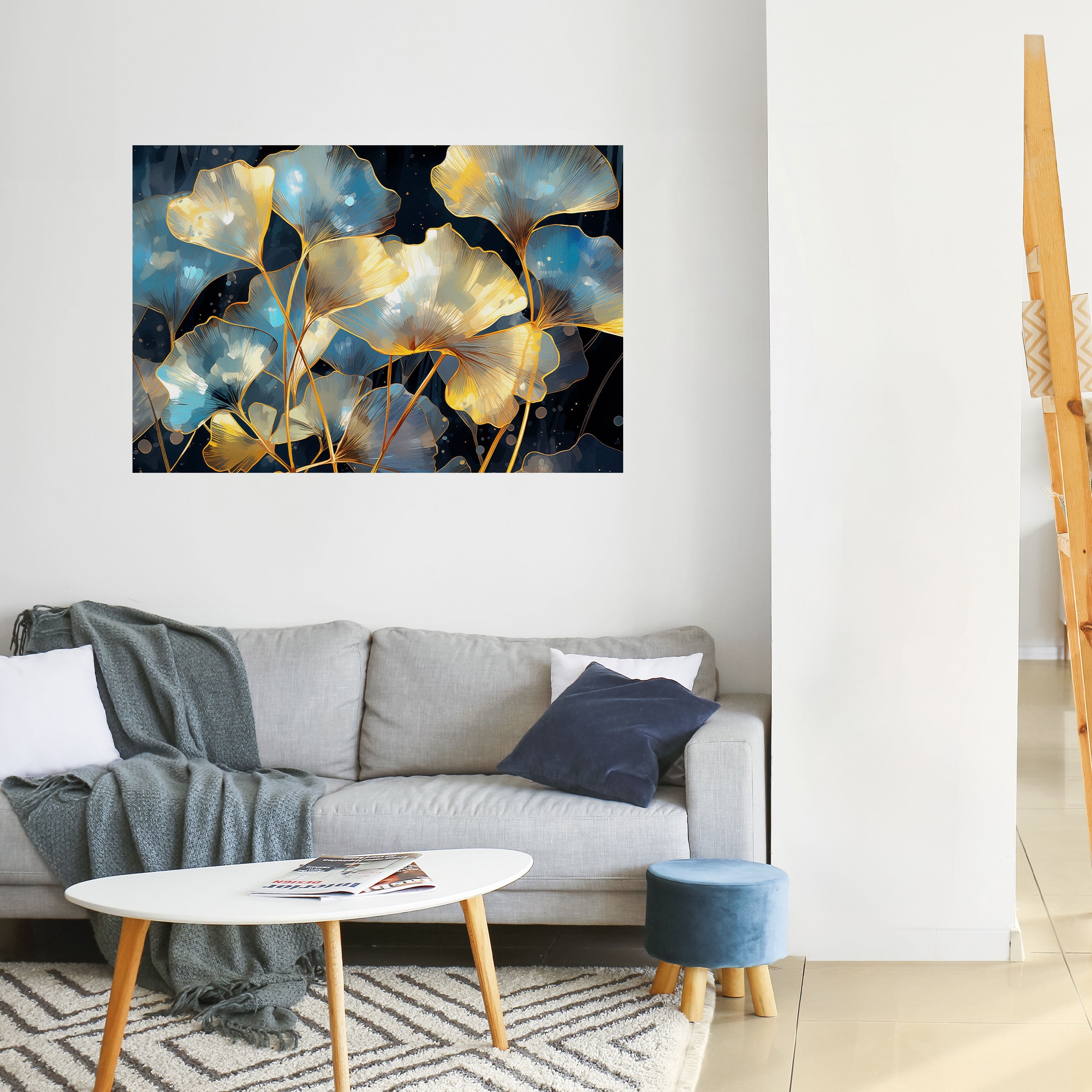 GLIMMERING GINKGO DREAMS Peel and Stick Horizontal Poster