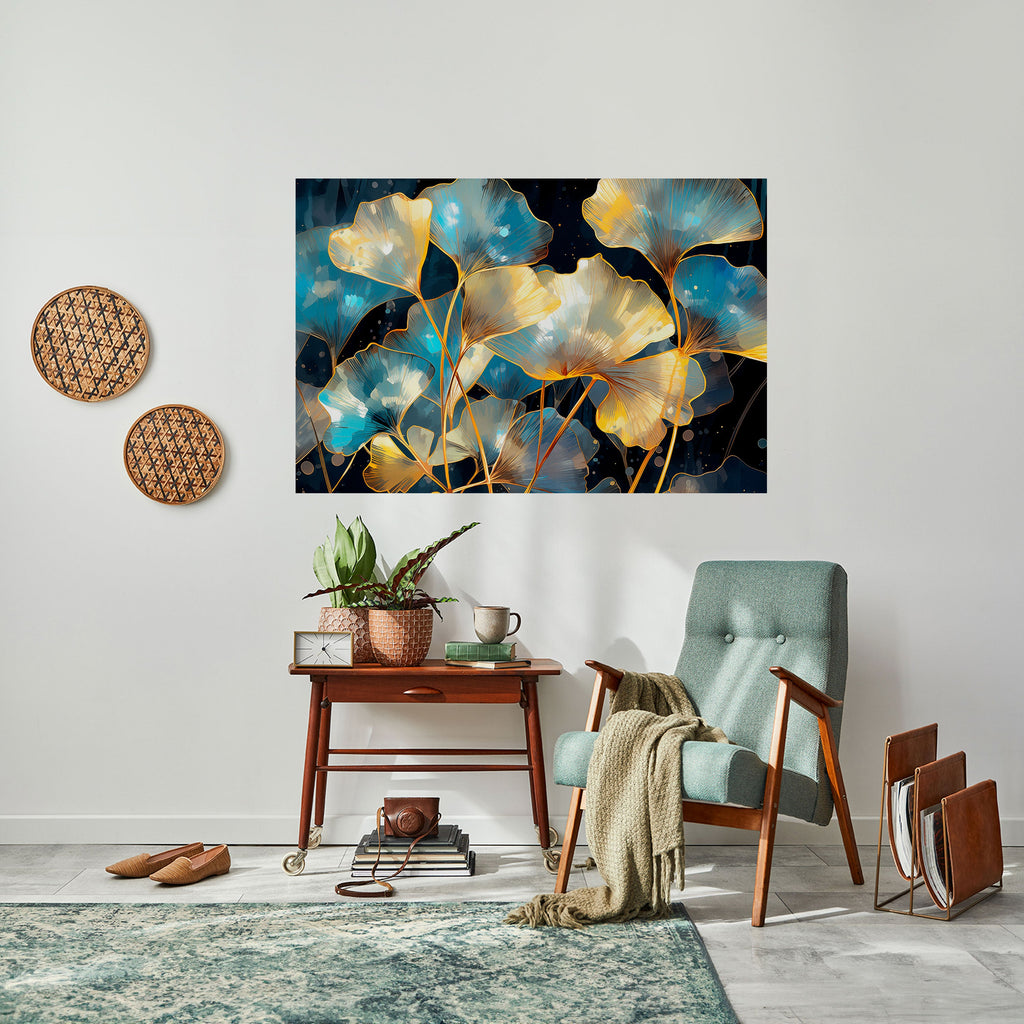 GLIMMERING GINKGO DREAMS Peel and Stick Horizontal Poster