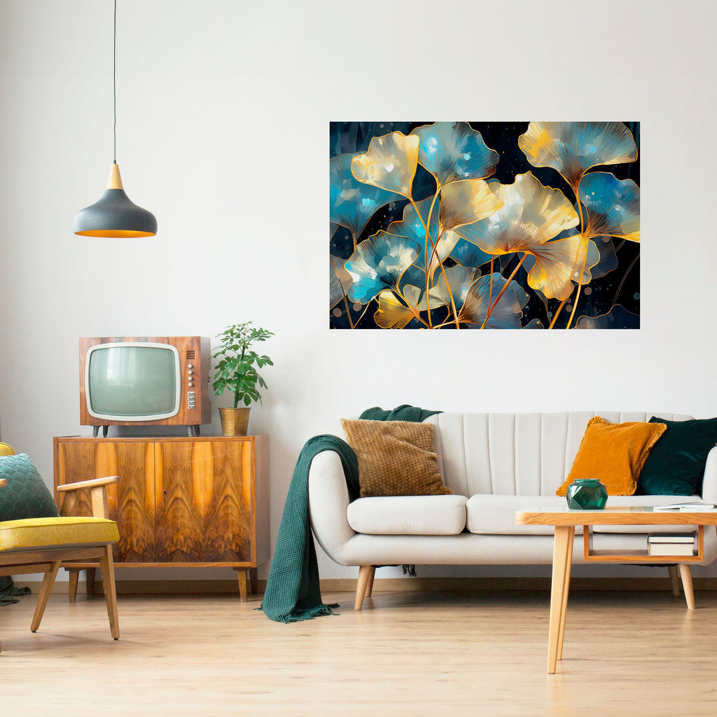 GLIMMERING GINKGO DREAMS Peel and Stick Horizontal Poster