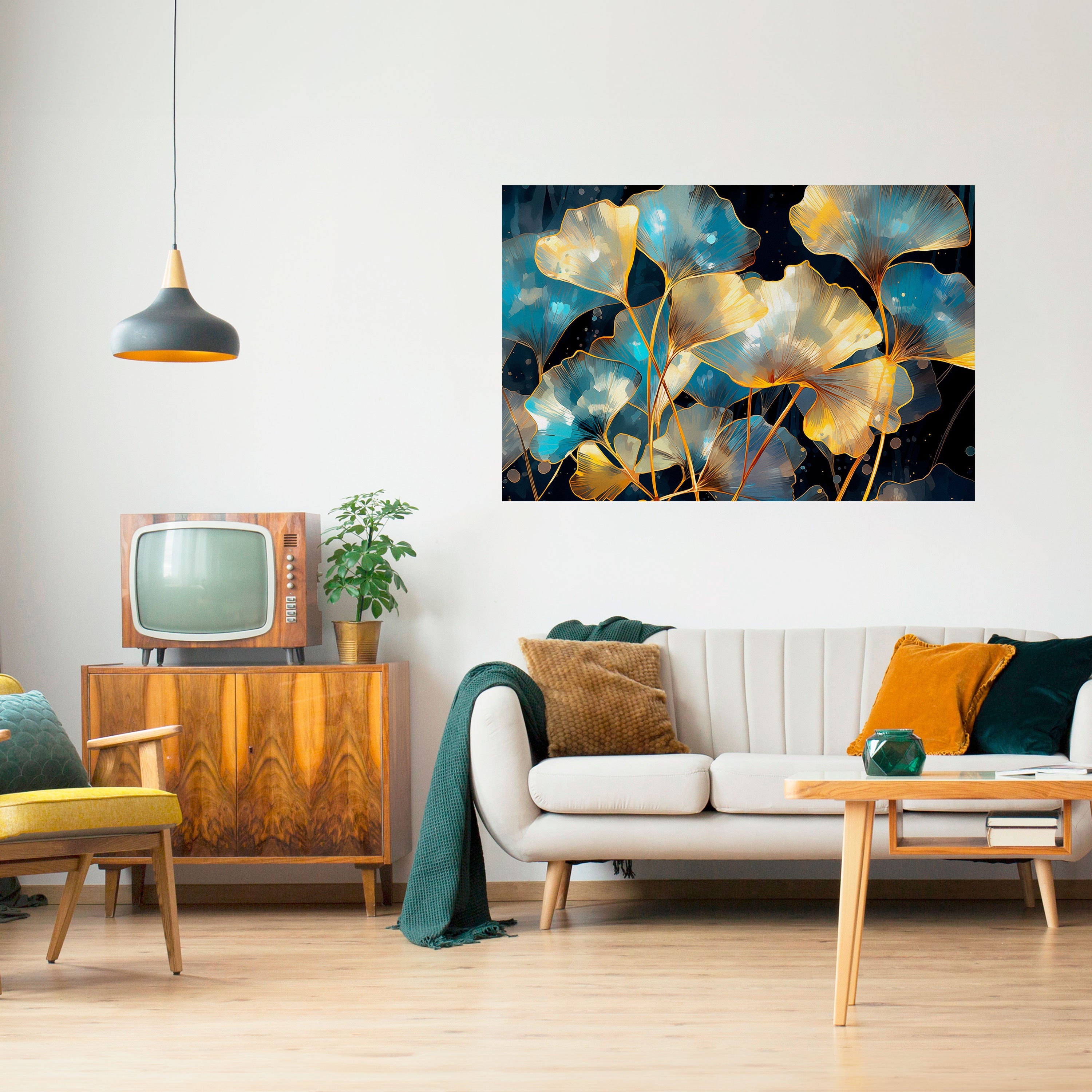 GLIMMERING GINKGO DREAMS Peel and Stick Horizontal Poster
