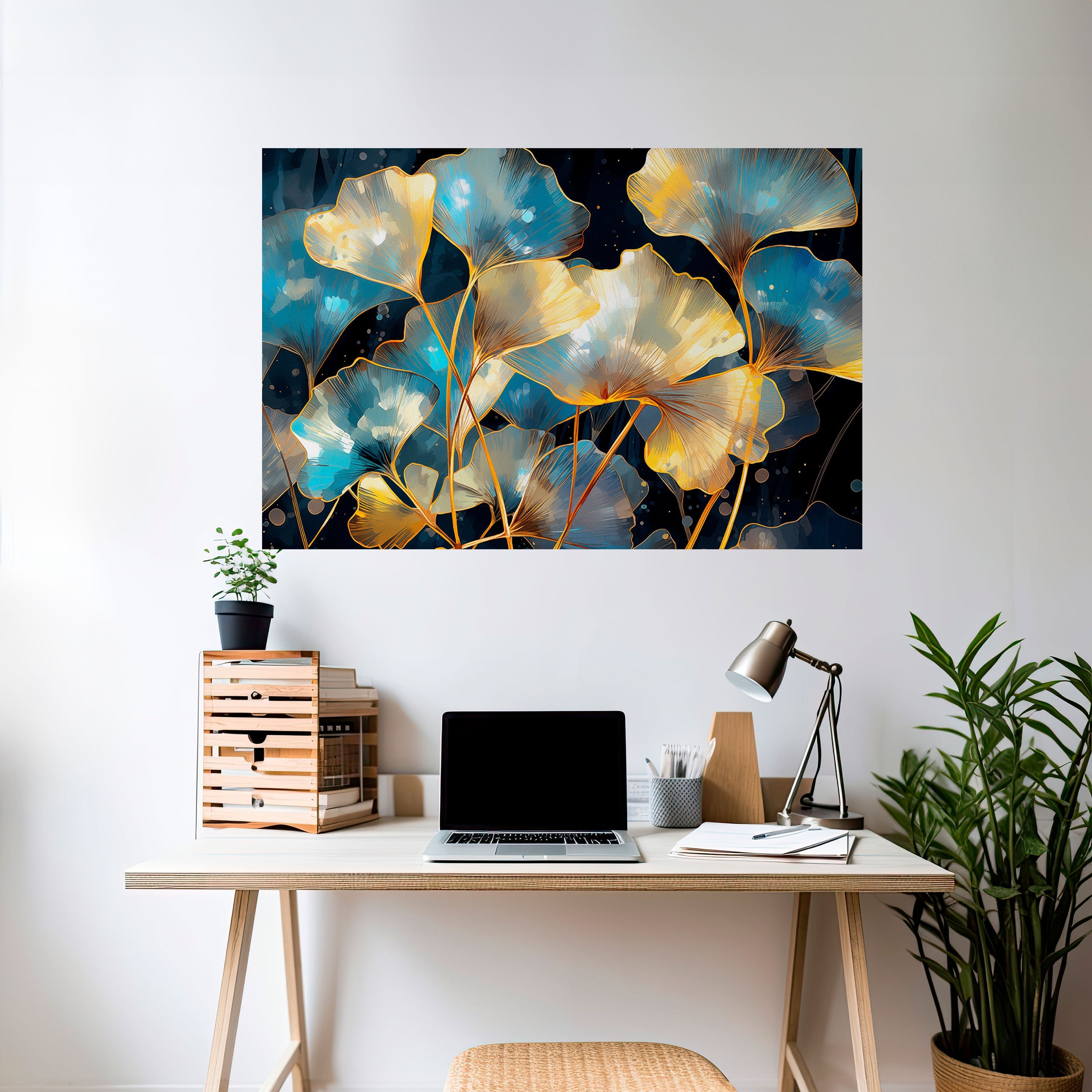GLIMMERING GINKGO DREAMS Peel and Stick Horizontal Poster
