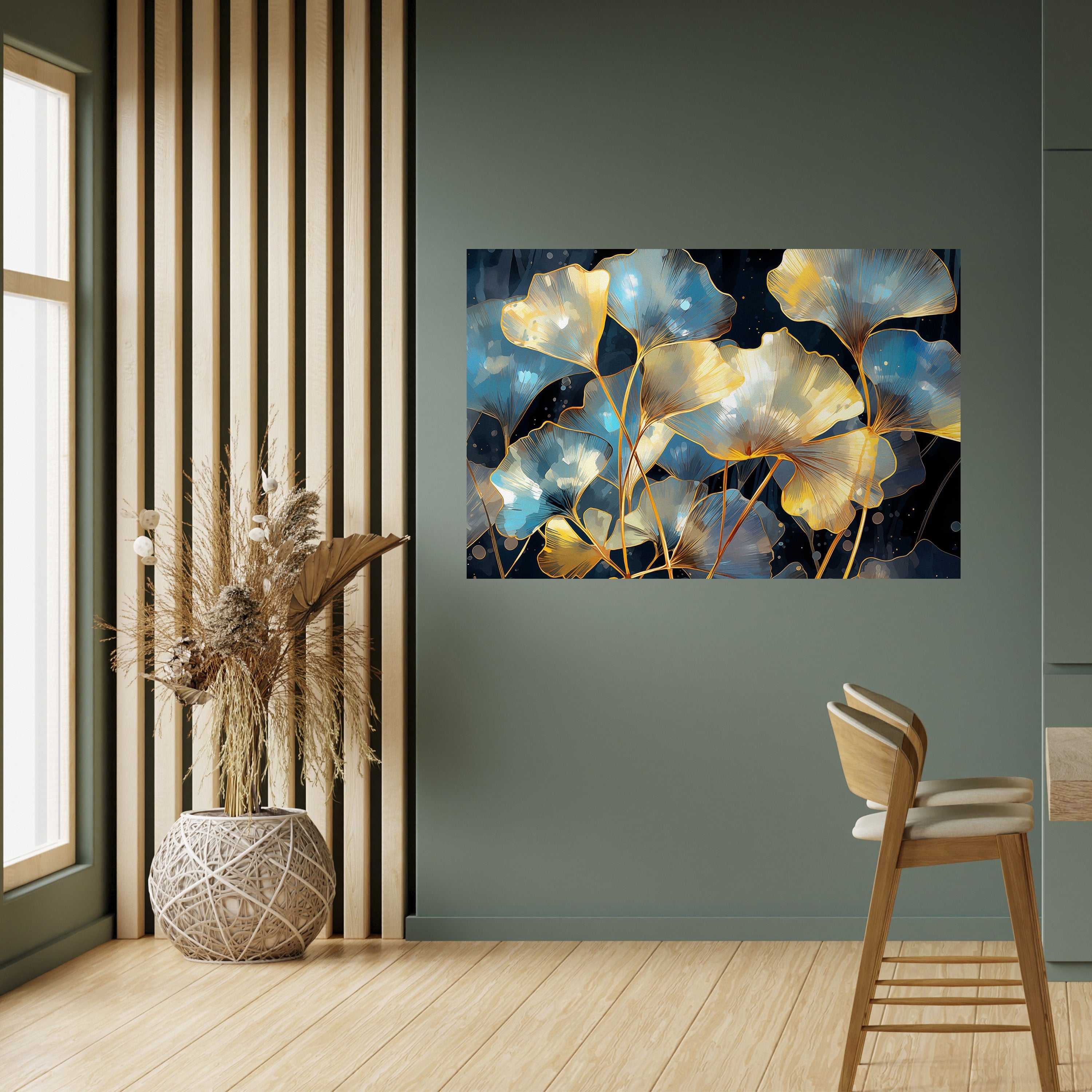 GLIMMERING GINKGO DREAMS Peel and Stick Horizontal Poster