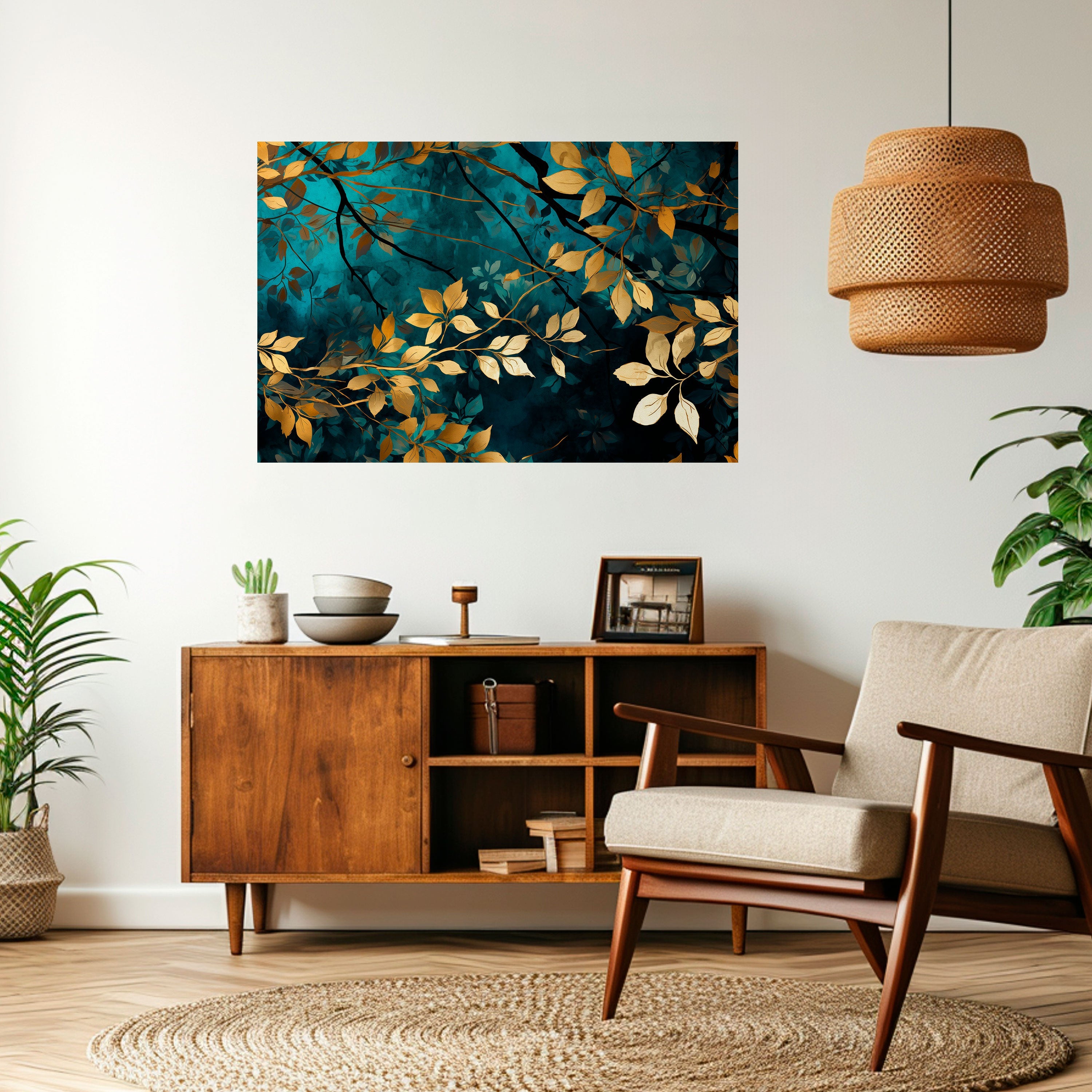 LUSH TURQUOISE Peel and Stick Horizontal Poster