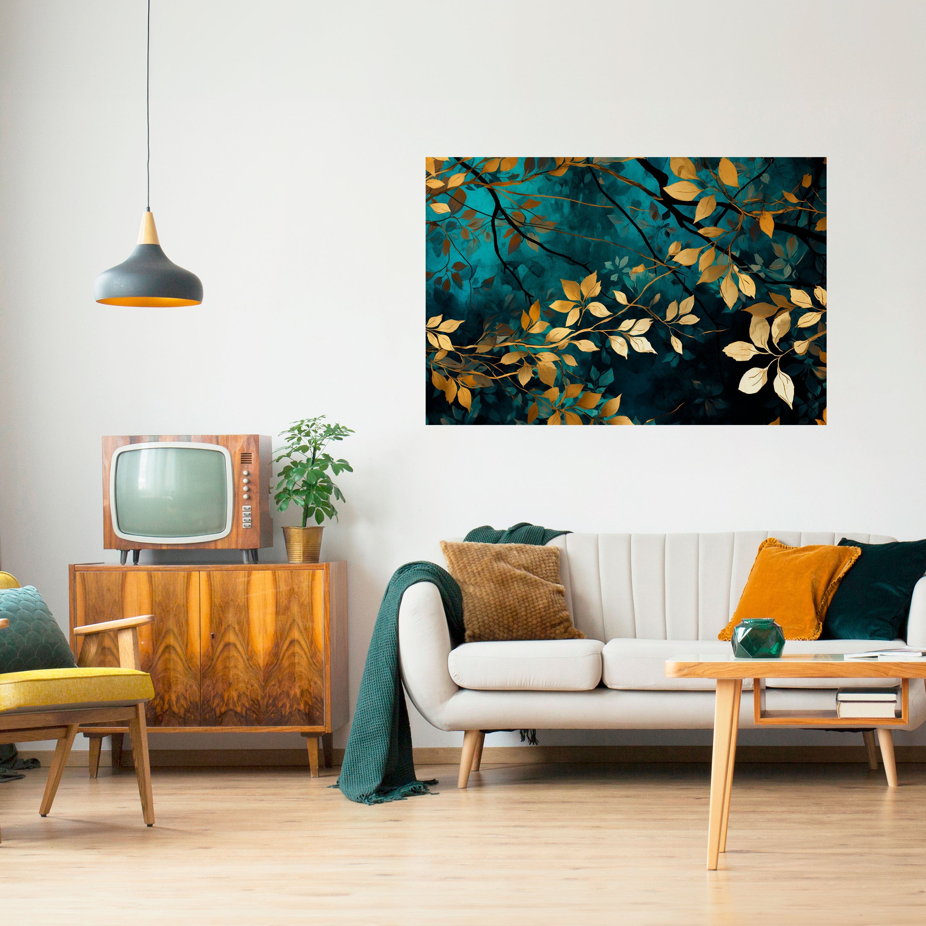 LUSH TURQUOISE Peel and Stick Horizontal Poster