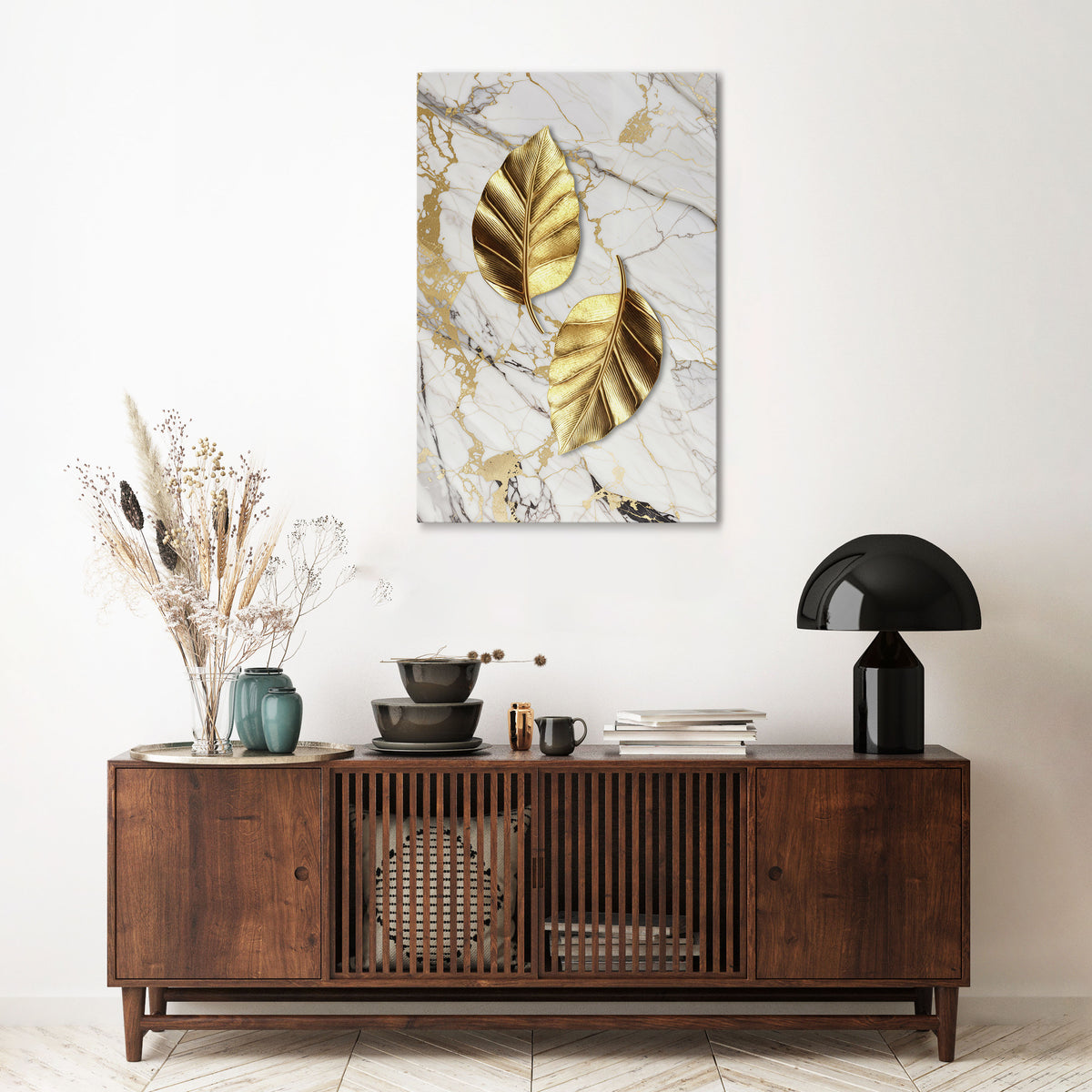 MARBLE MEETS NATURE Quadro em tela vertical