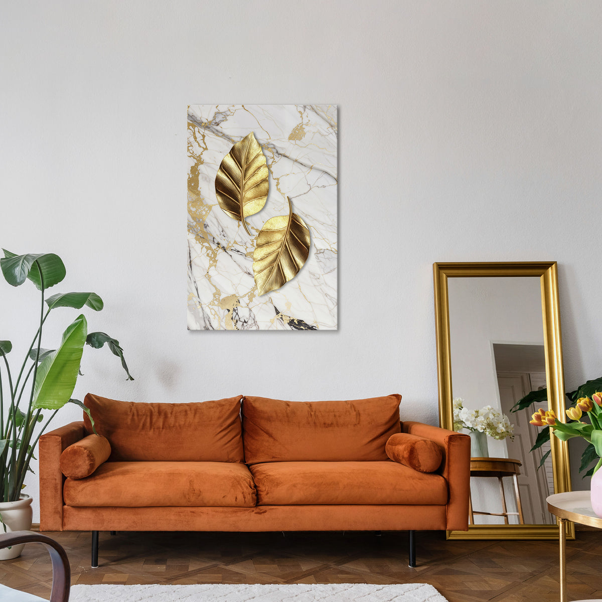 MARBLE MEETS NATURE Quadro em tela vertical