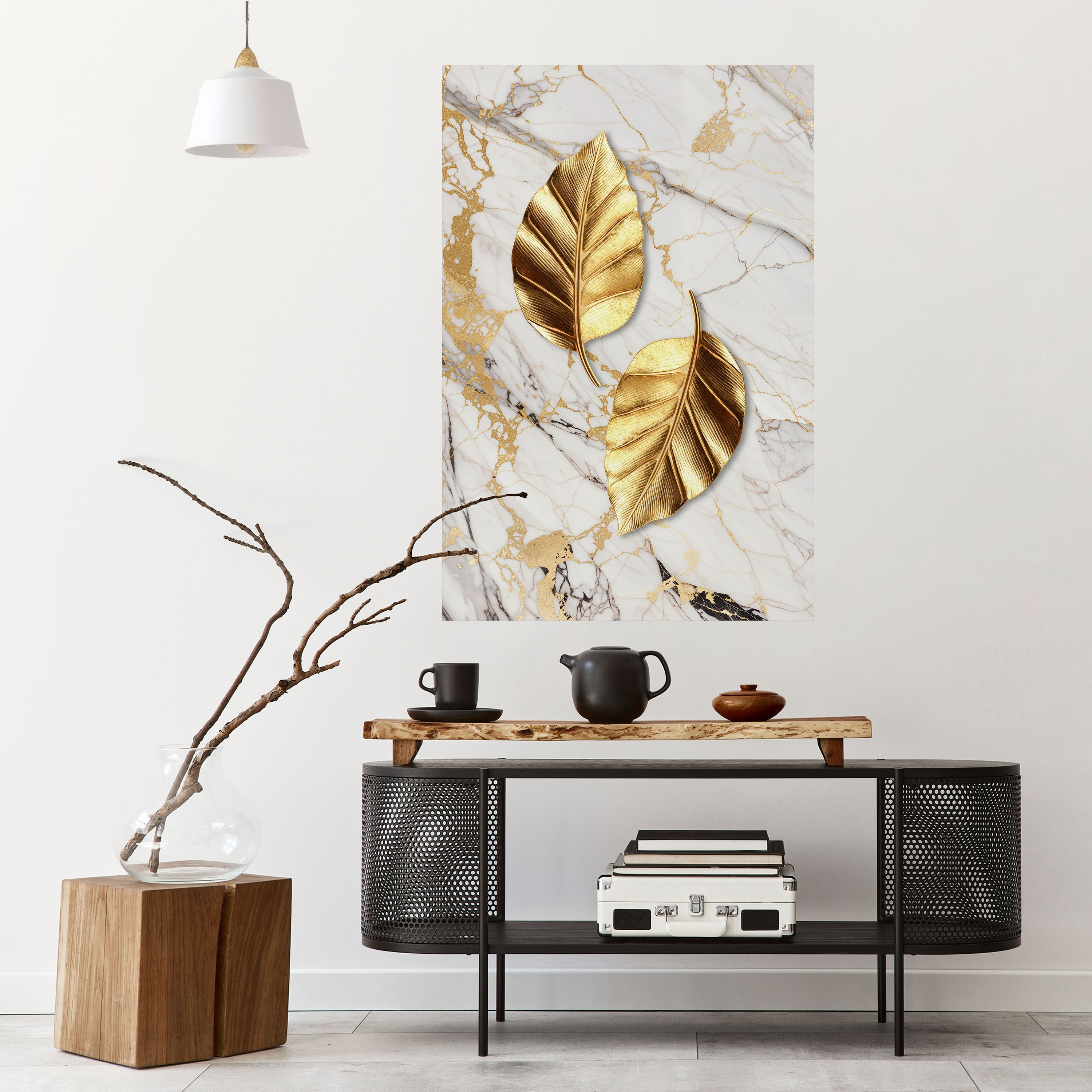 MARBLE MEETS NATURE Peel and Stick Vertical Poster