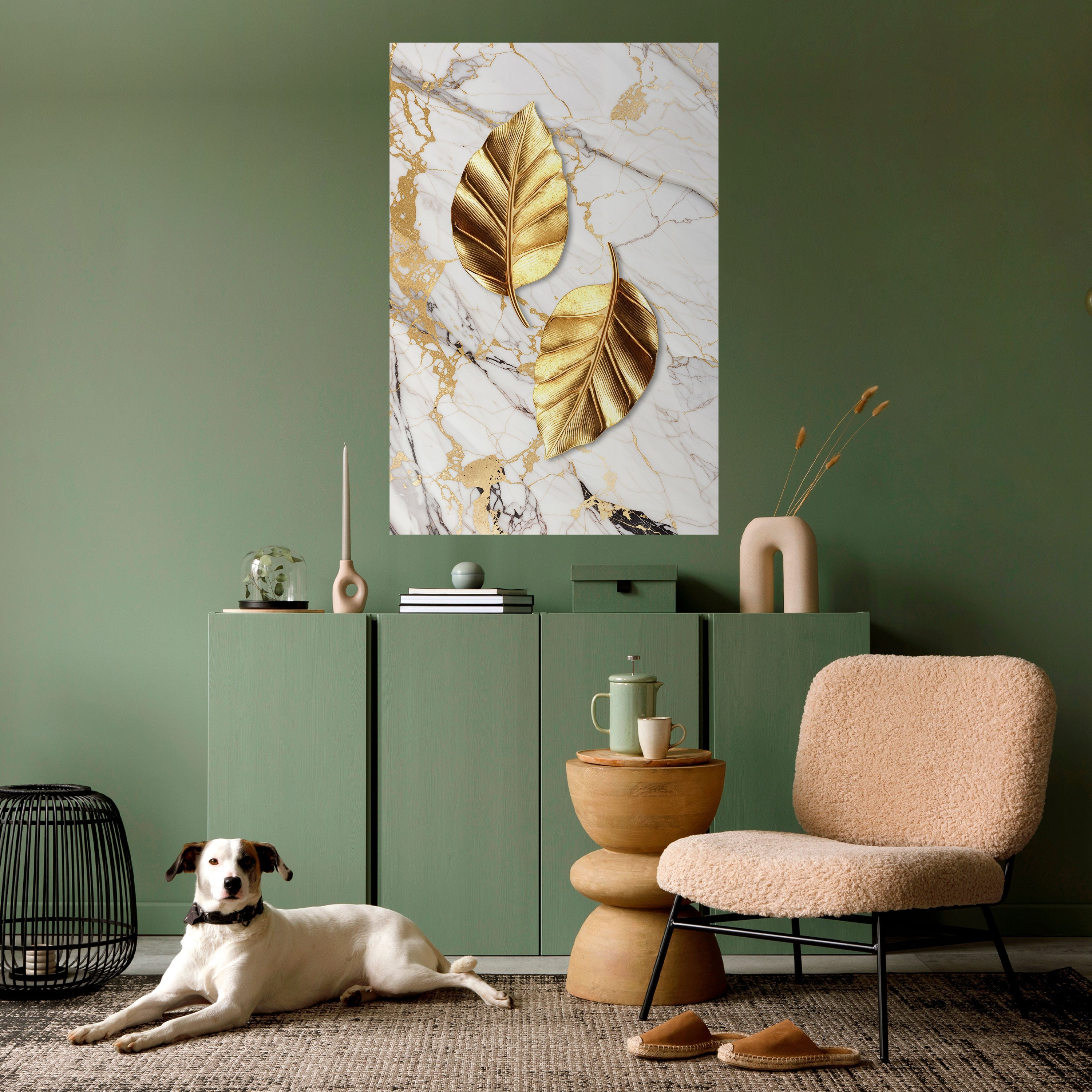 MARBLE MEETS NATURE Peel and Stick Vertical Poster