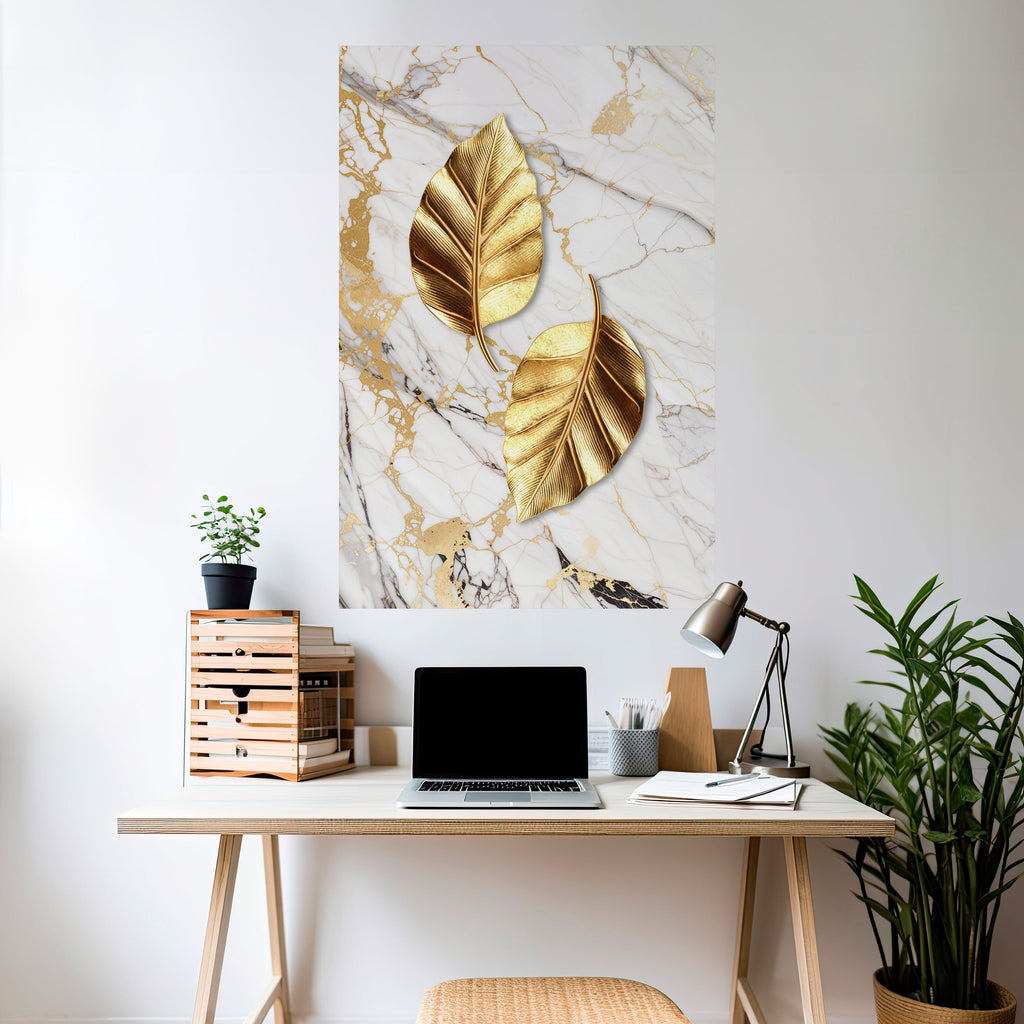 MARBLE MEETS NATURE Peel and Stick Vertical Poster