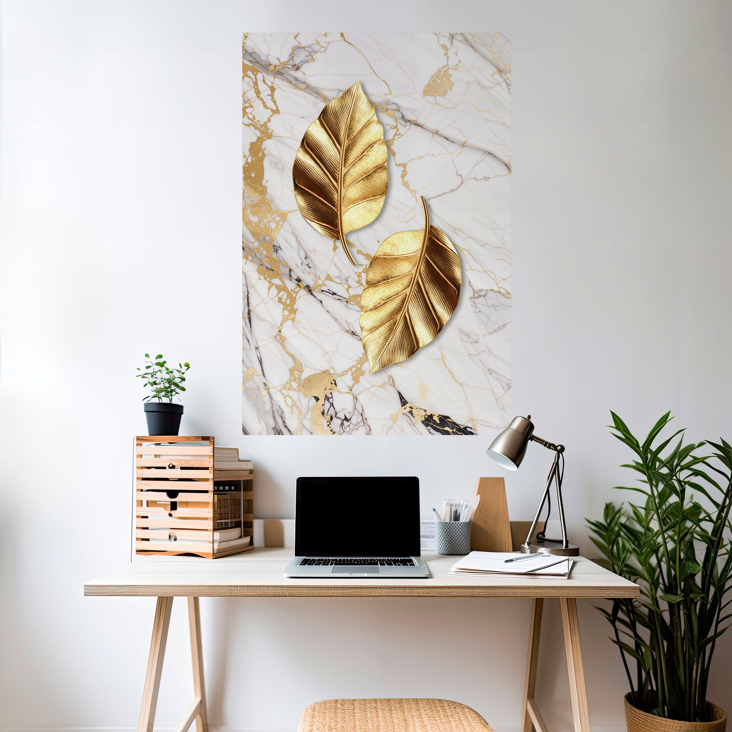 MARBLE MEETS NATURE Peel and Stick Vertical Poster
