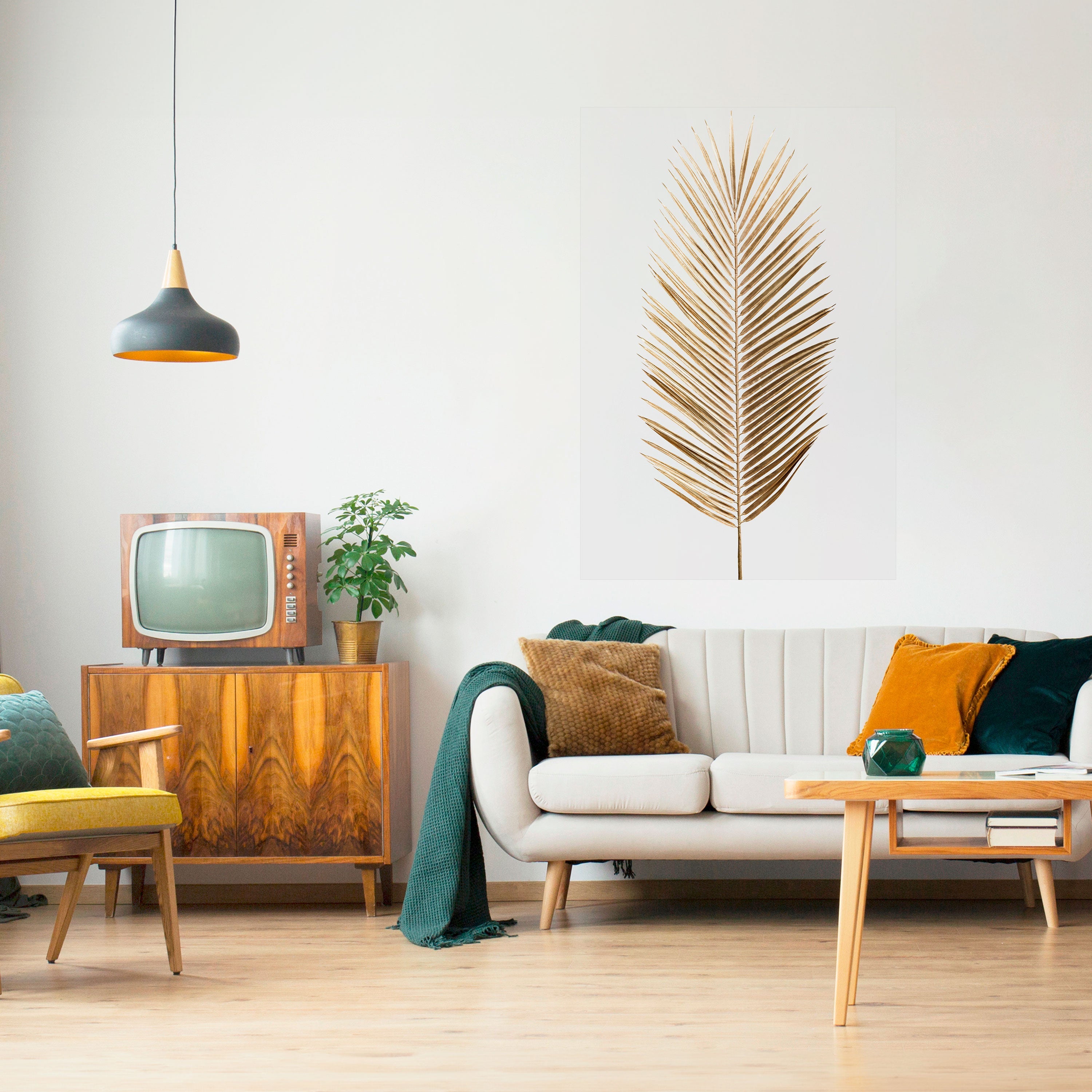 GOLDEN PALM ELEGANCE Peel and Stick Vertical Poster