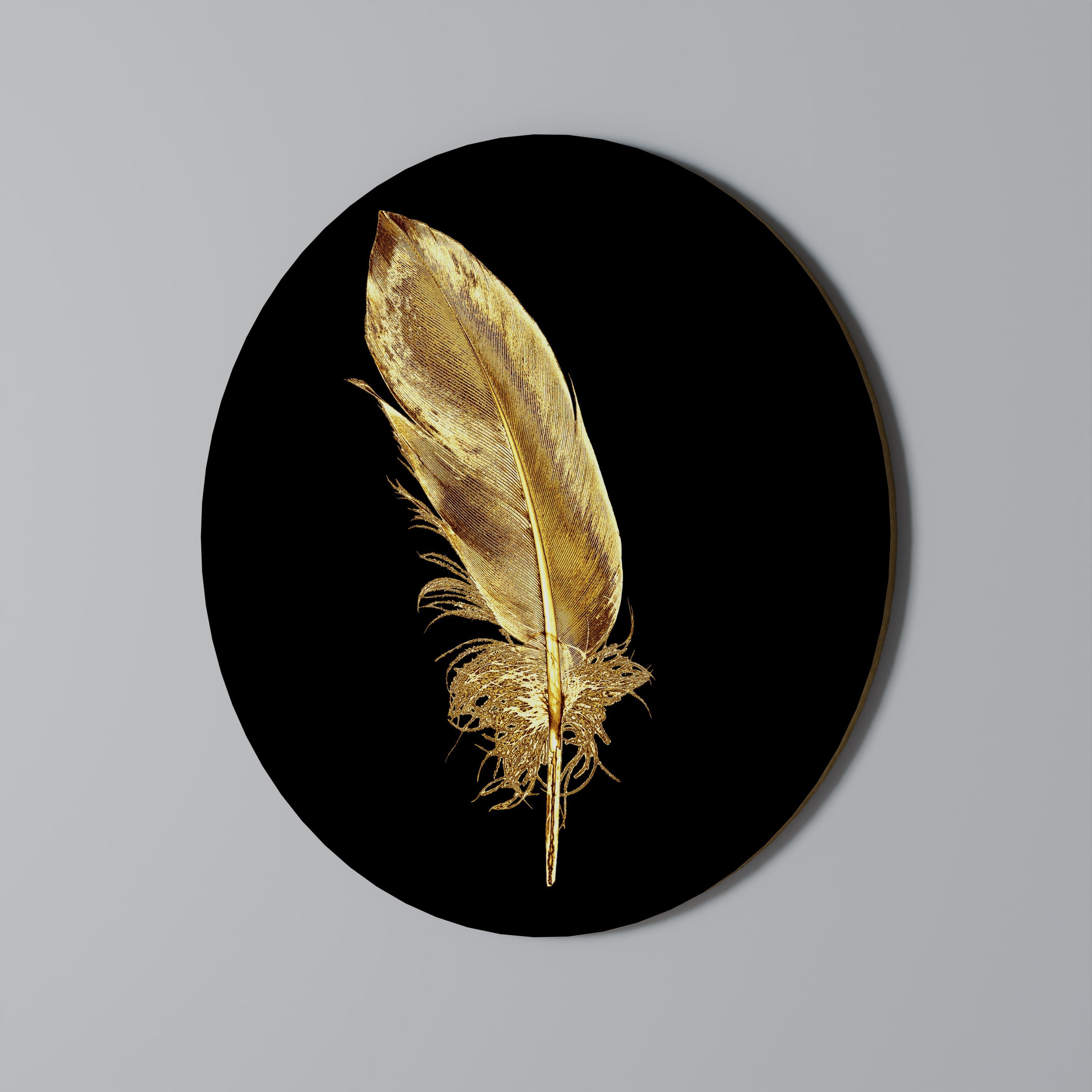SHIMMERING FEATHER GRACE Quadro Redondo Decorativo