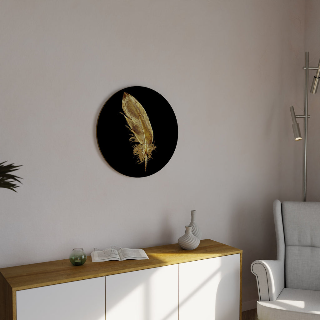 SHIMMERING FEATHER GRACE Quadro Redondo Decorativo