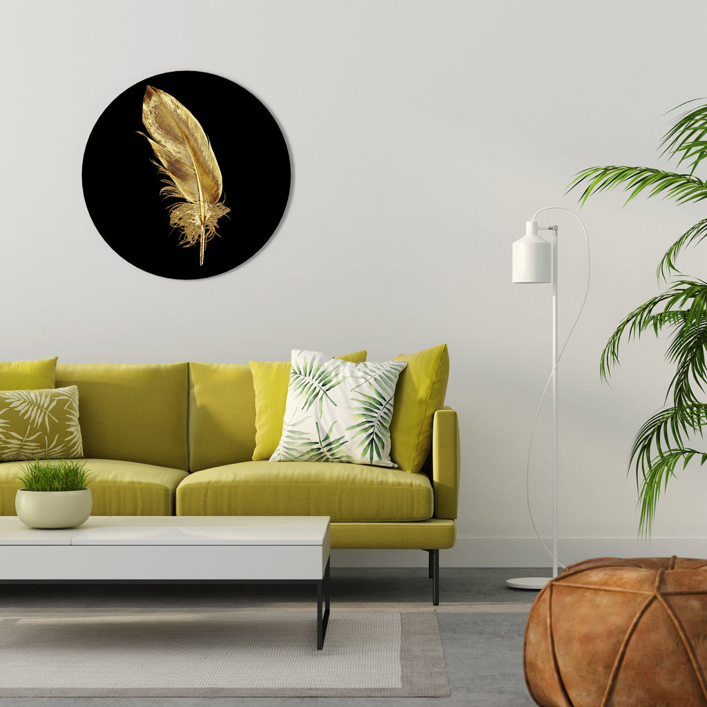 SHIMMERING FEATHER GRACE Quadro Redondo Decorativo