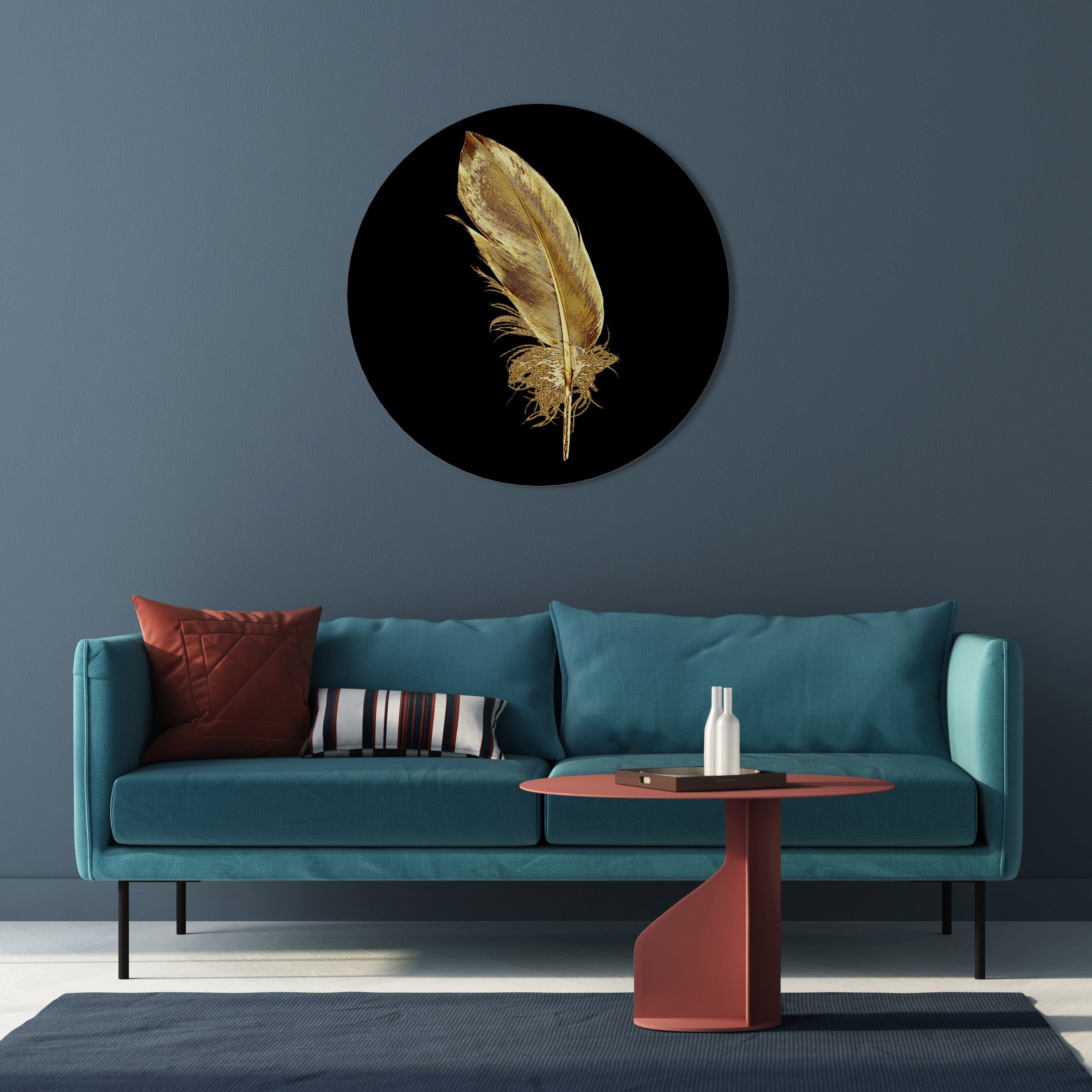 SHIMMERING FEATHER GRACE Quadro Redondo Decorativo