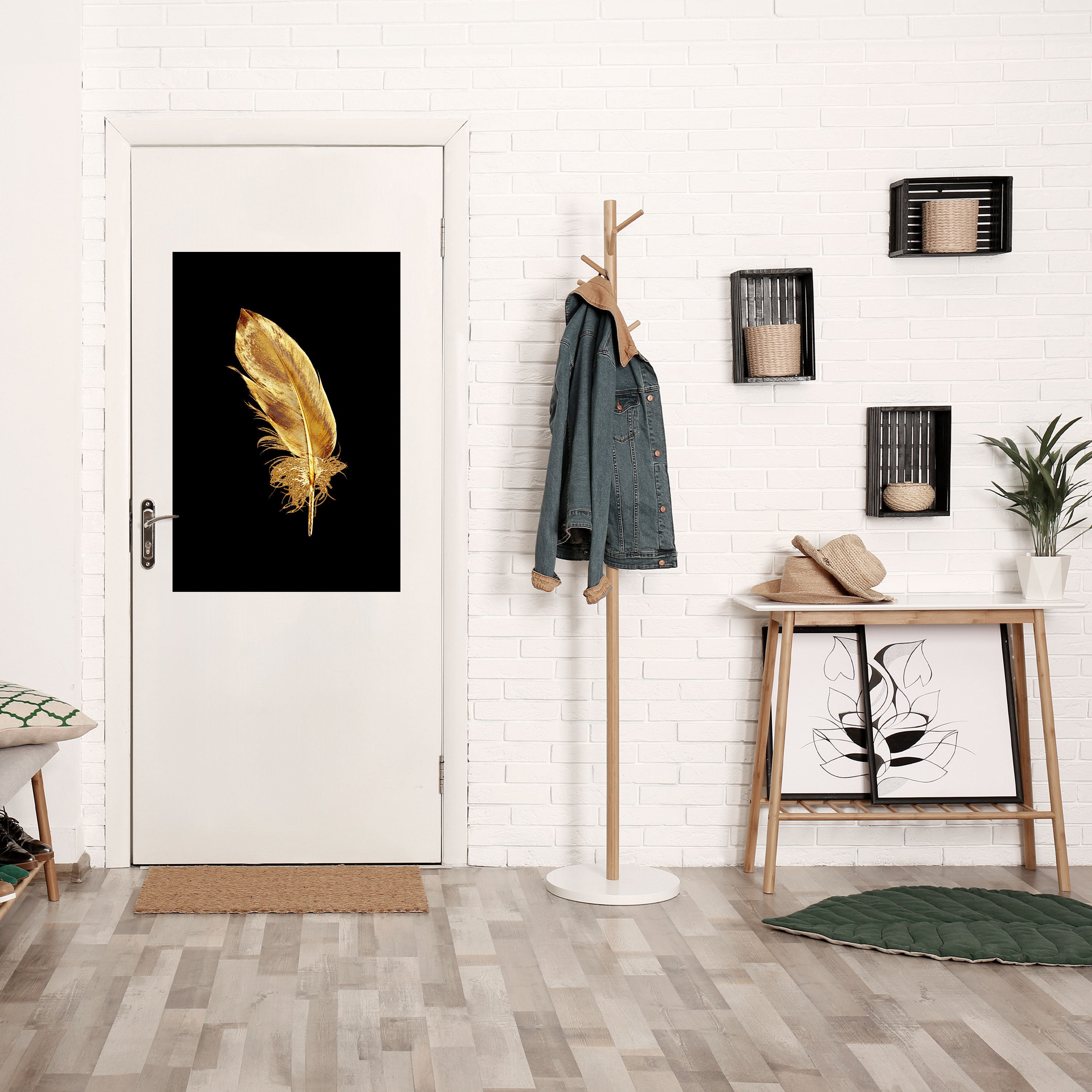 SHIMMERING FEATHER GRACE Poster Vertical Autocolante