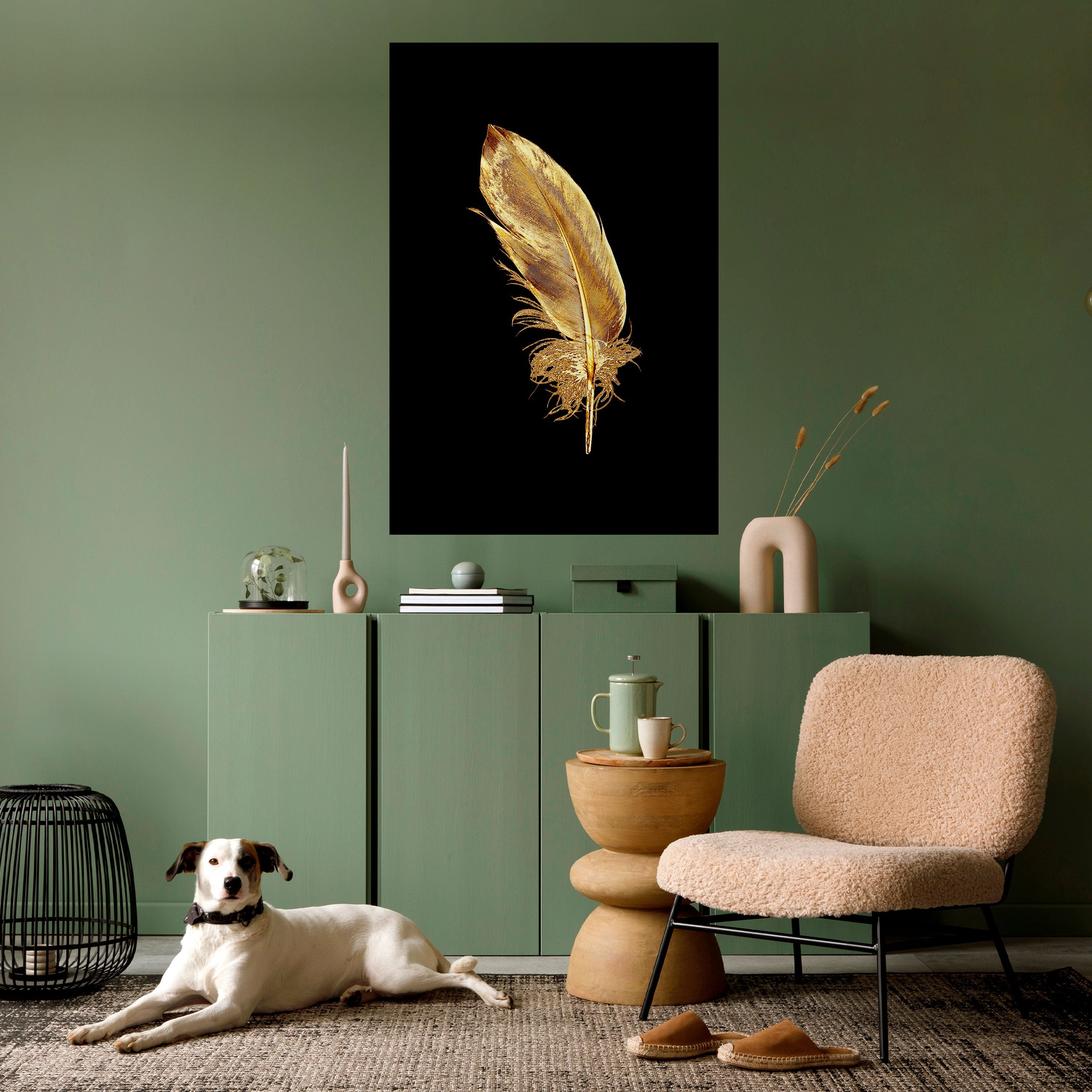 SHIMMERING FEATHER GRACE Poster Vertical Autocolante