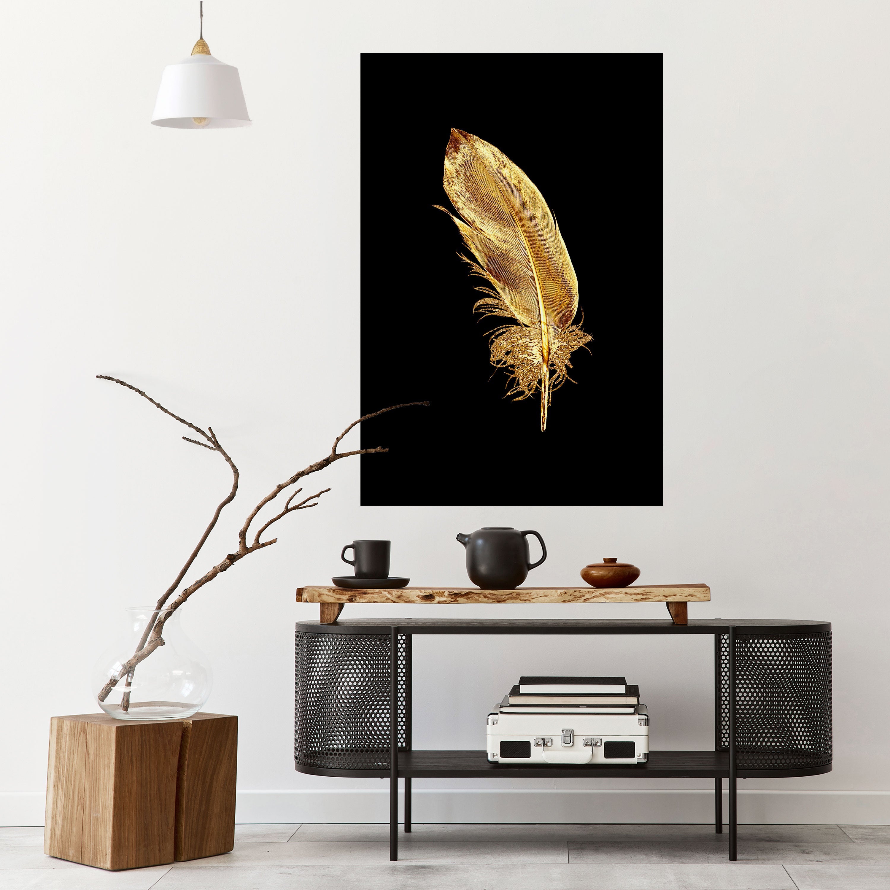 SHIMMERING FEATHER GRACE Peel and Stick Vertical Poster