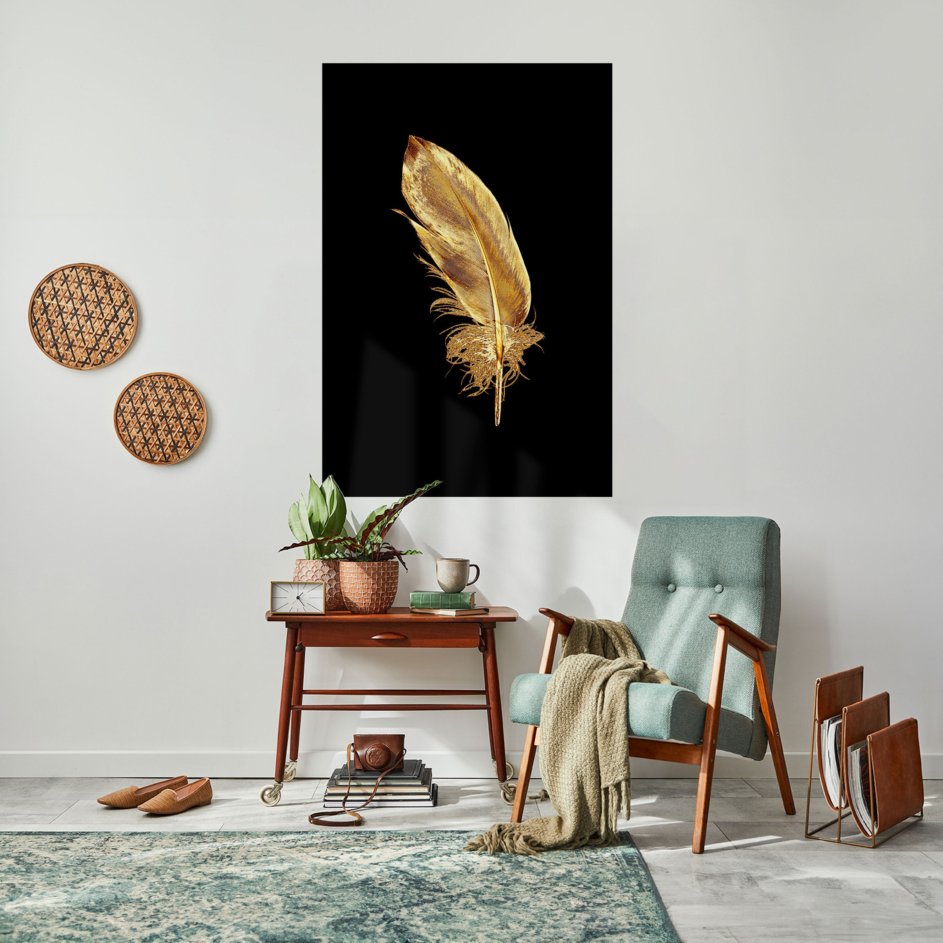 SHIMMERING FEATHER GRACE Peel and Stick Vertical Poster