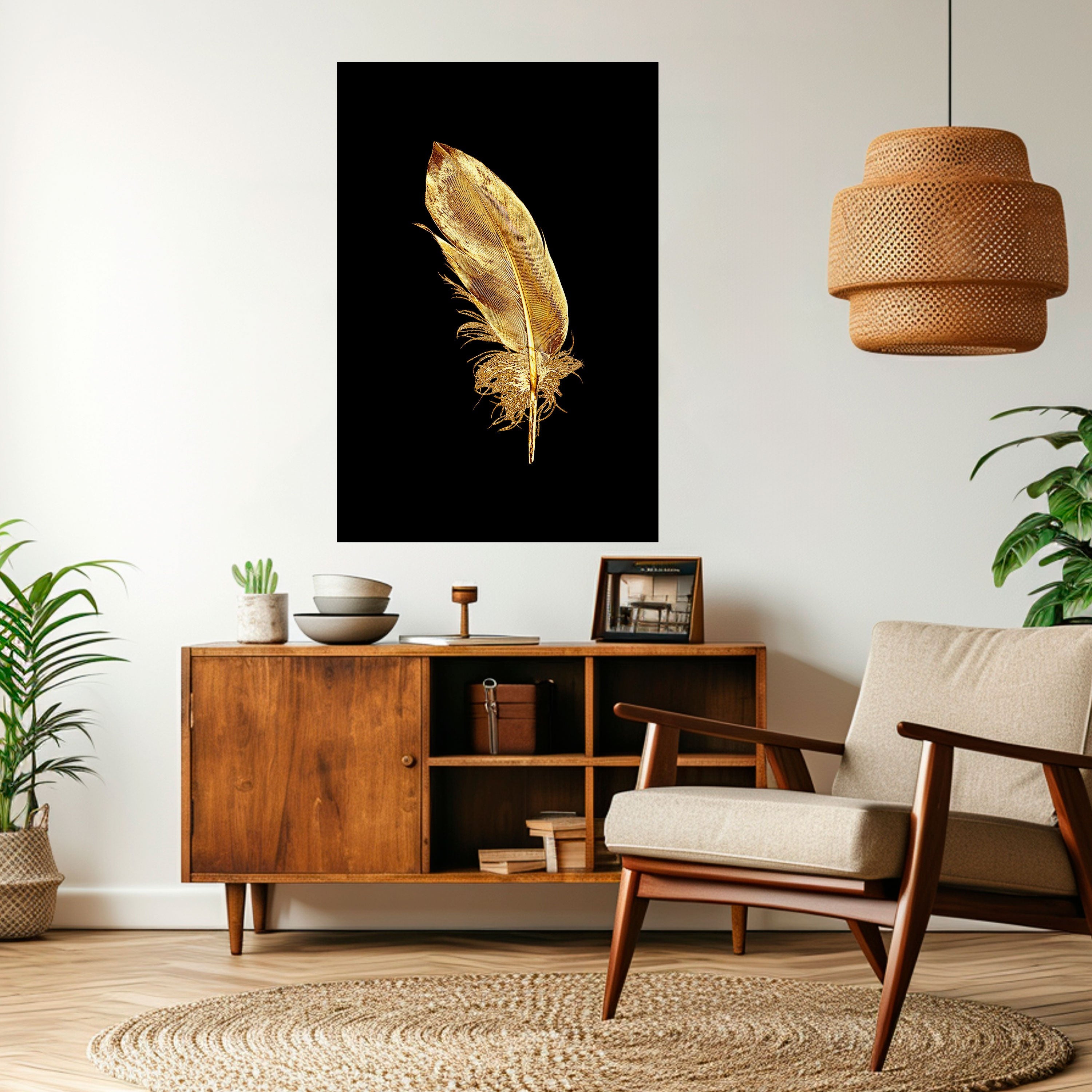 SHIMMERING FEATHER GRACE Peel and Stick Vertical Poster