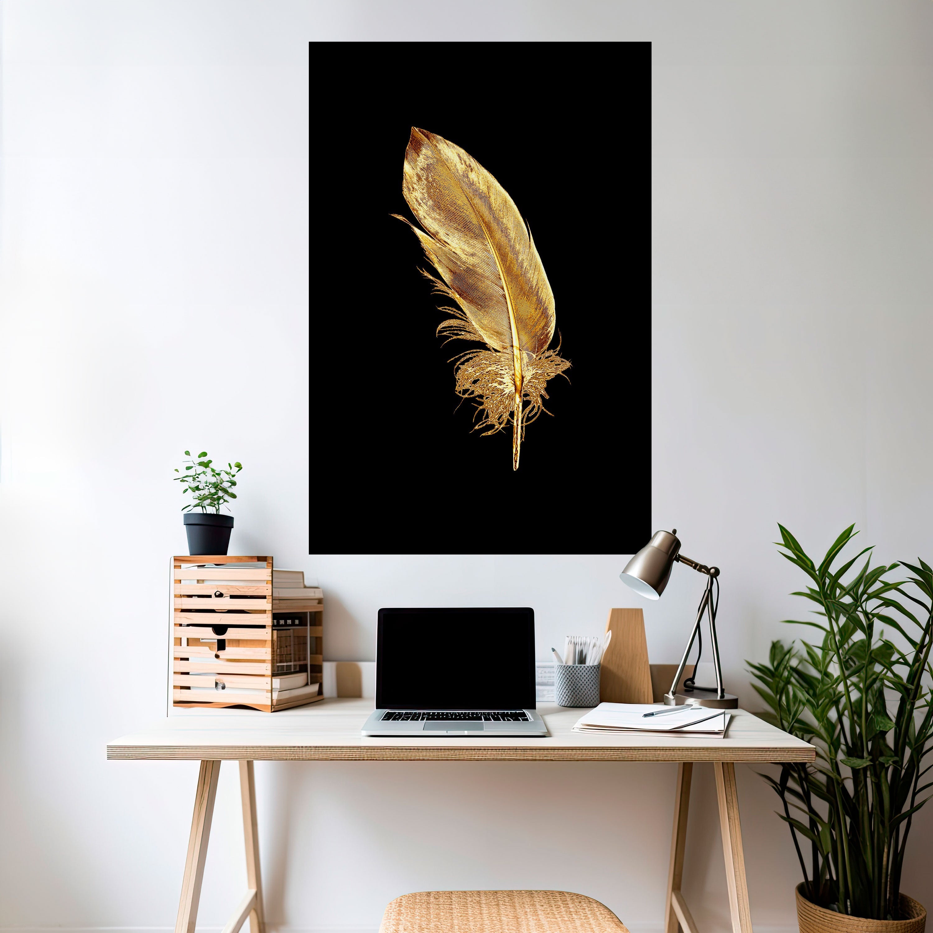 SHIMMERING FEATHER GRACE Poster Vertical Autocolante