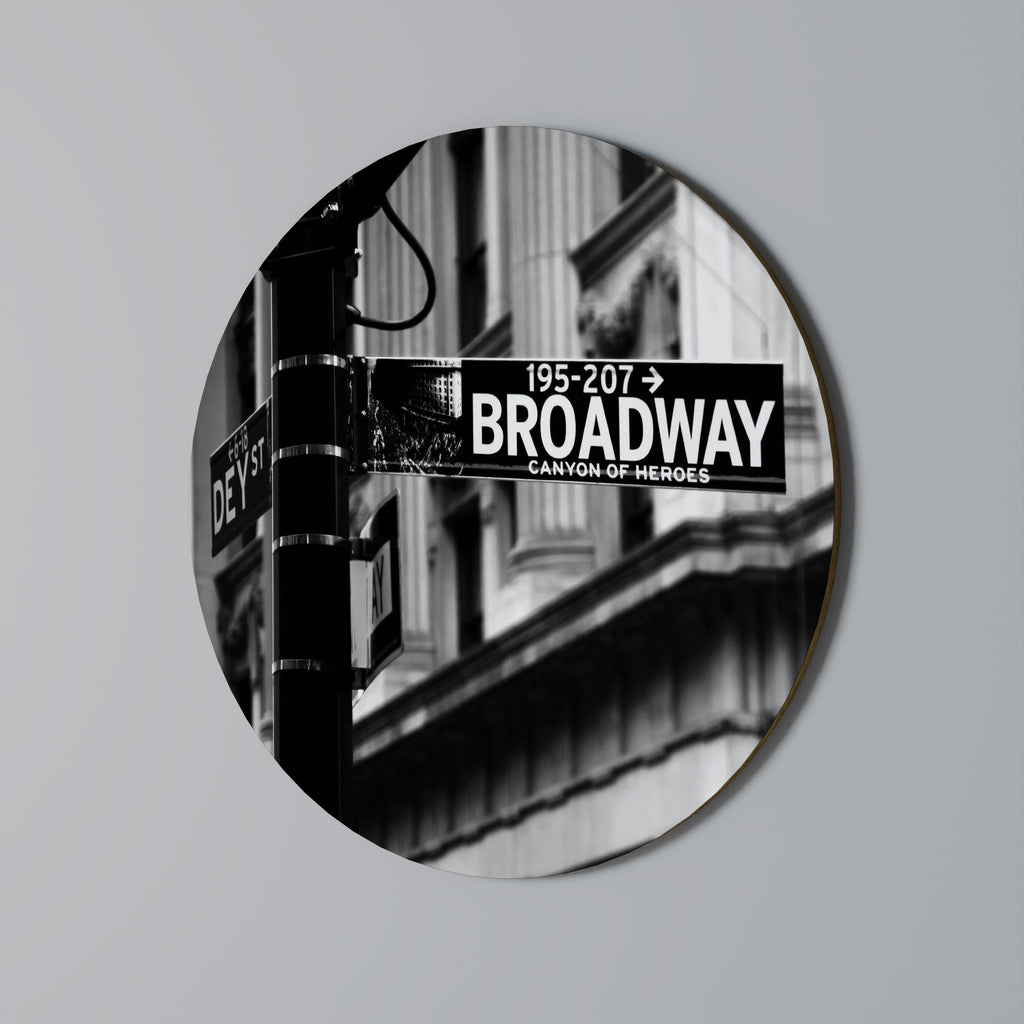 BROADWAY SIGN Round Wall Art
