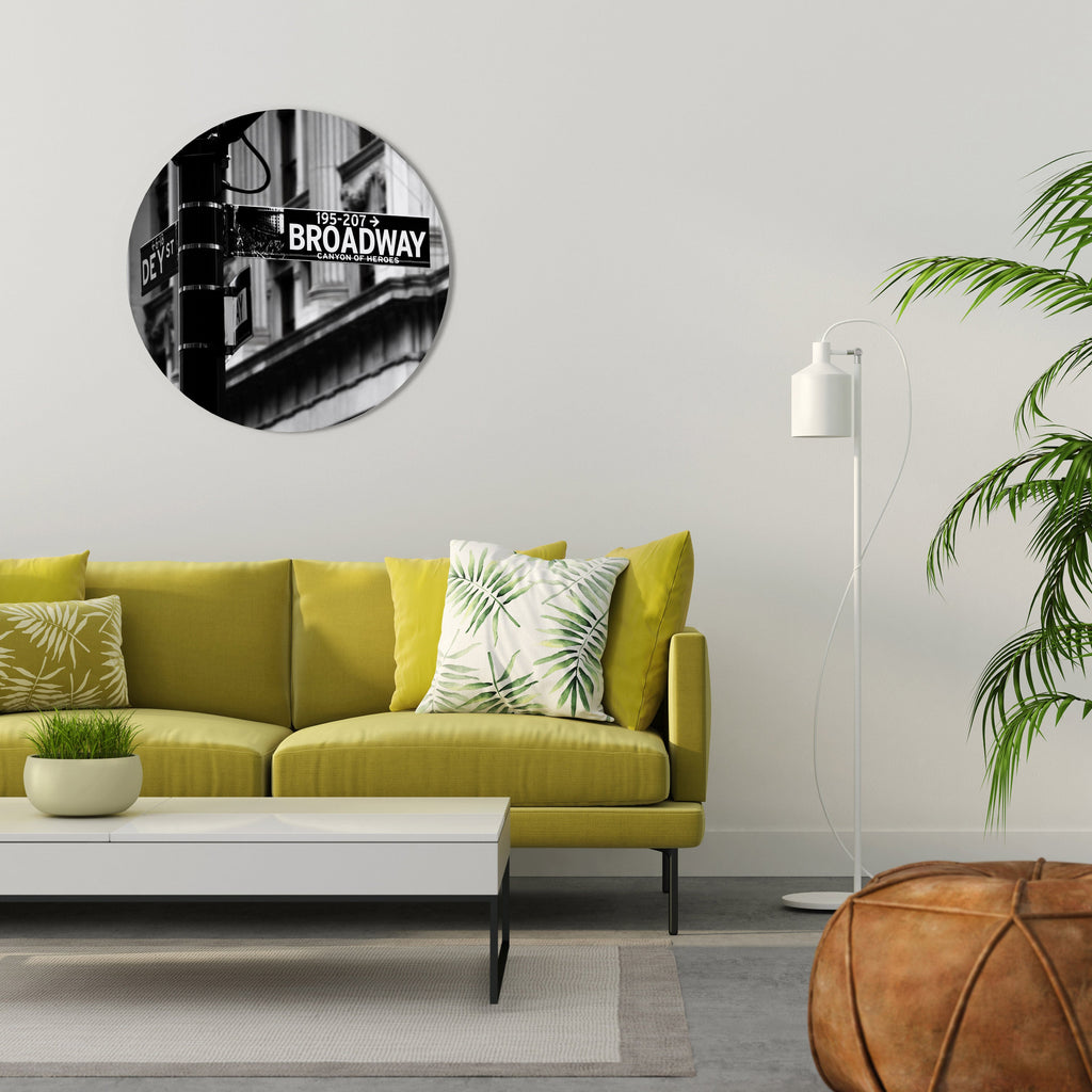 BROADWAY SIGN Round Wall Art