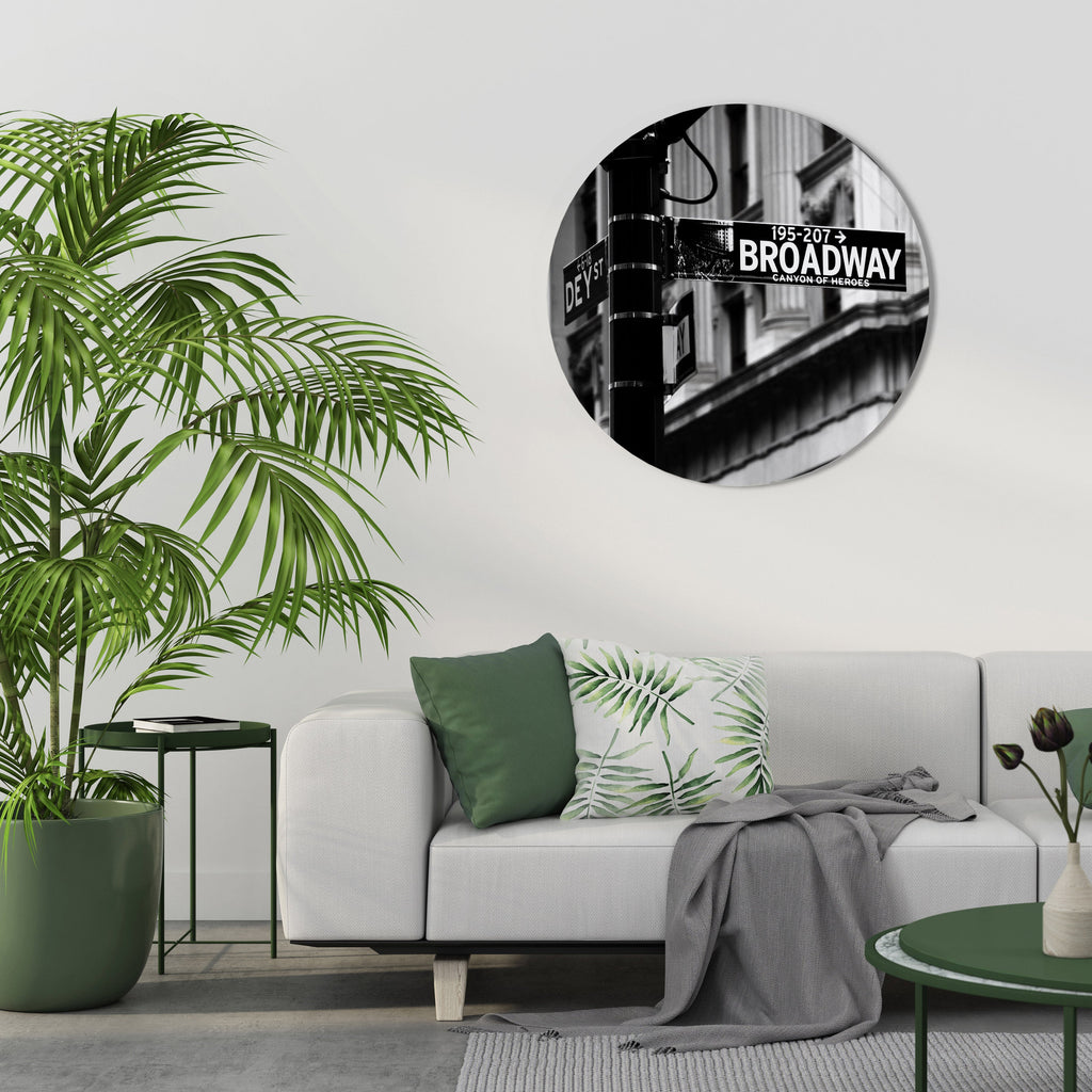 BROADWAY SIGN Round Wall Art