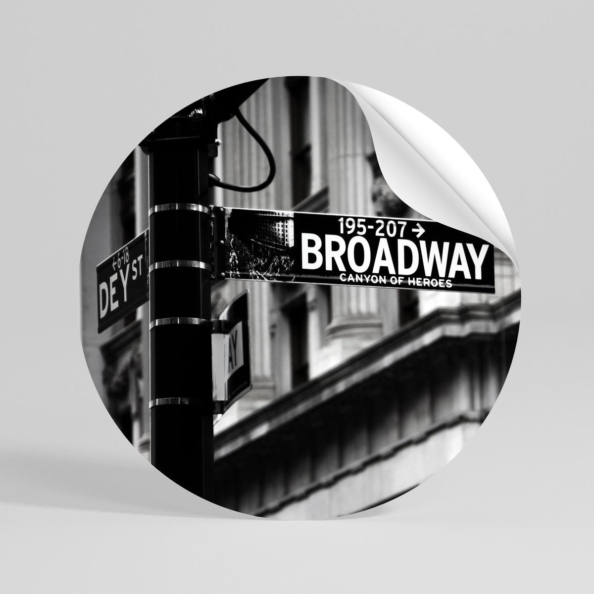 BROADWAY SIGN Autocolante Redondo Removível