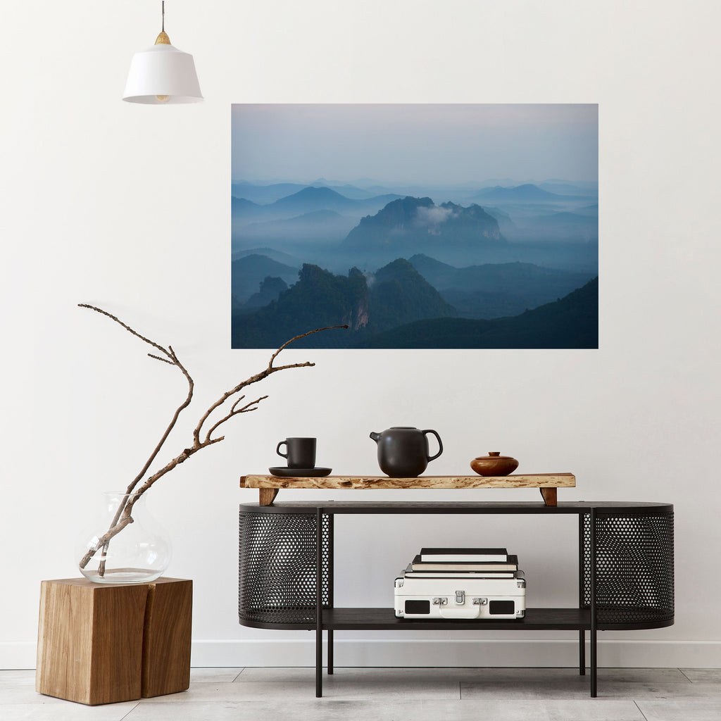 MISTY MOUNTAIN WHISPER Peel and Stick Horizontal Poster