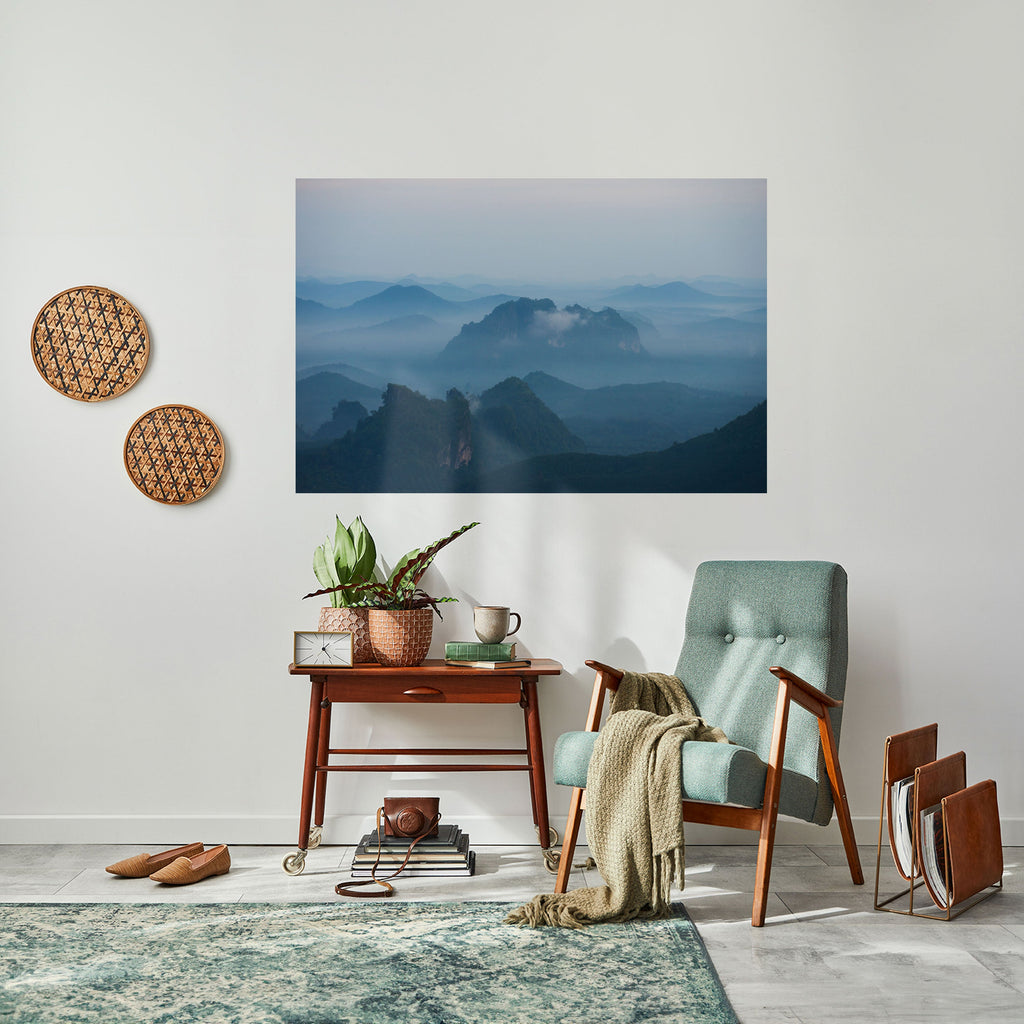 MISTY MOUNTAIN WHISPER Peel and Stick Horizontal Poster