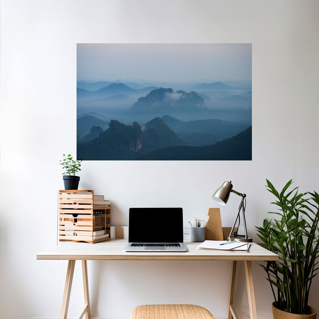 MISTY MOUNTAIN WHISPER Peel and Stick Horizontal Poster